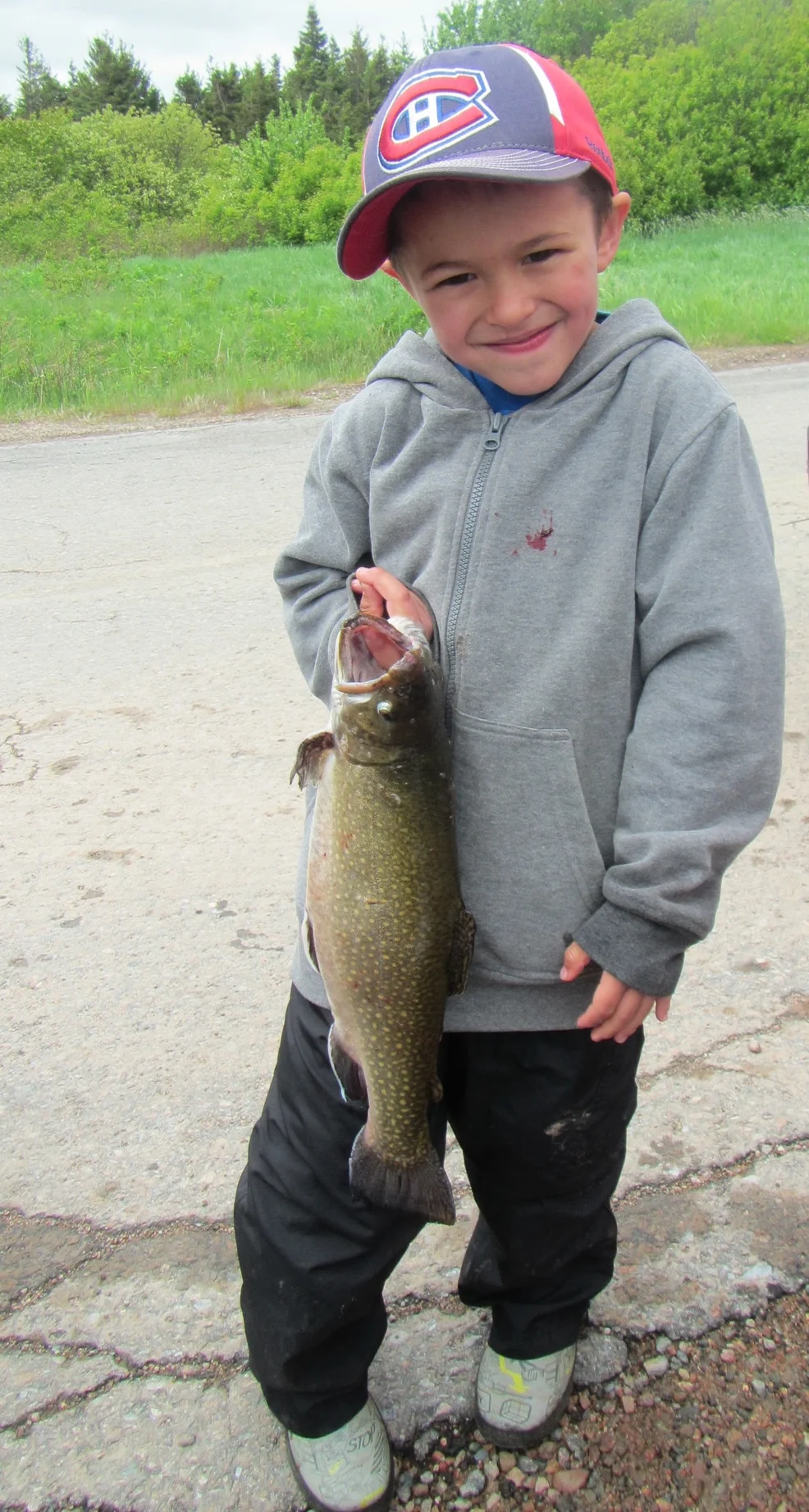 Luke Aucoin with his first place trout.