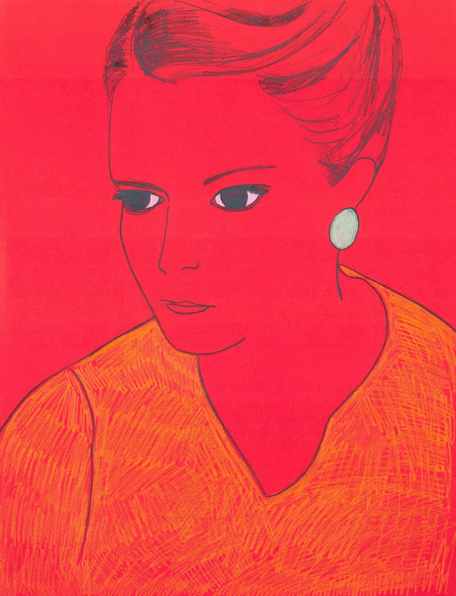 Girl on Red Paper