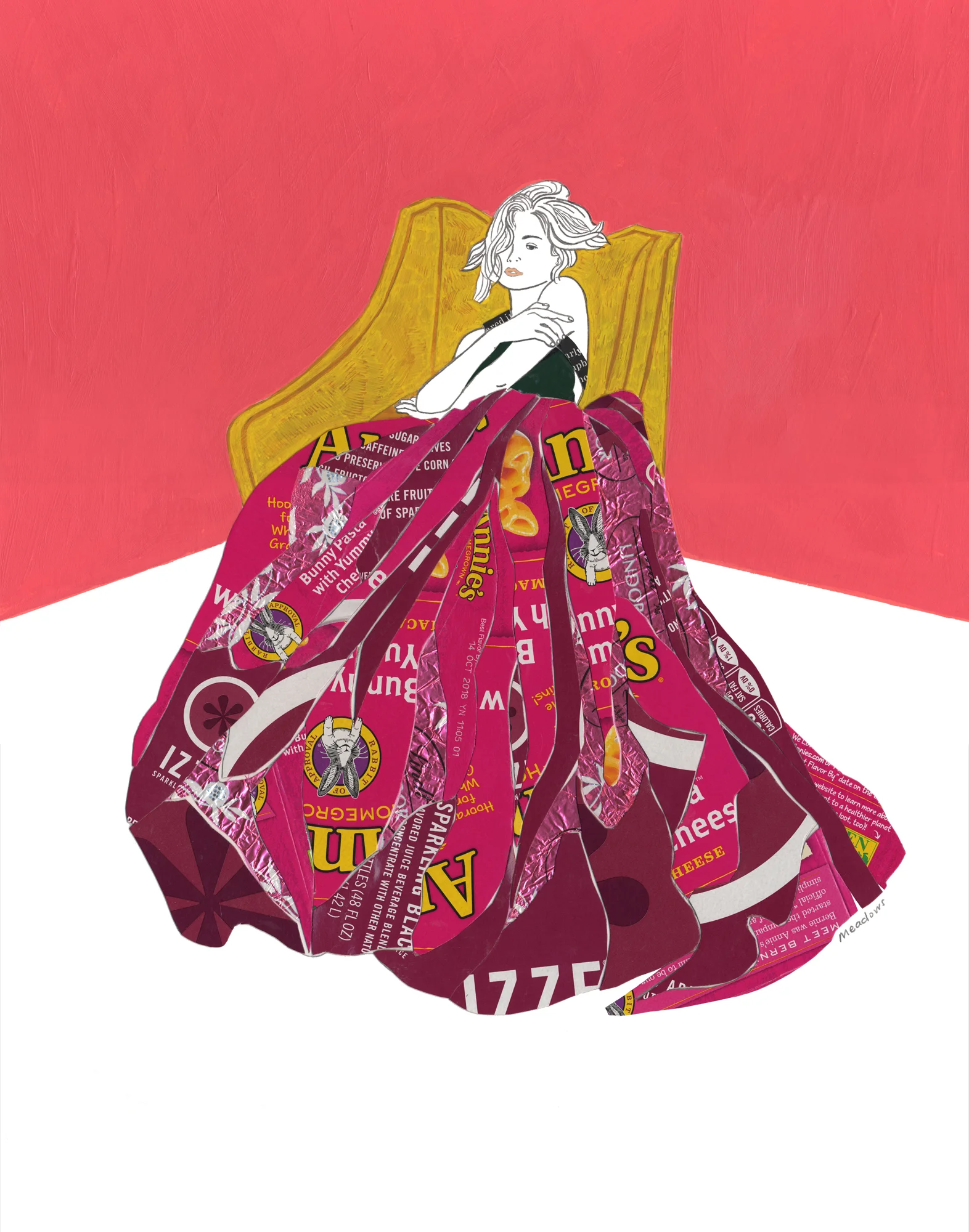 Reclined: Mixed Media on Illustration Board