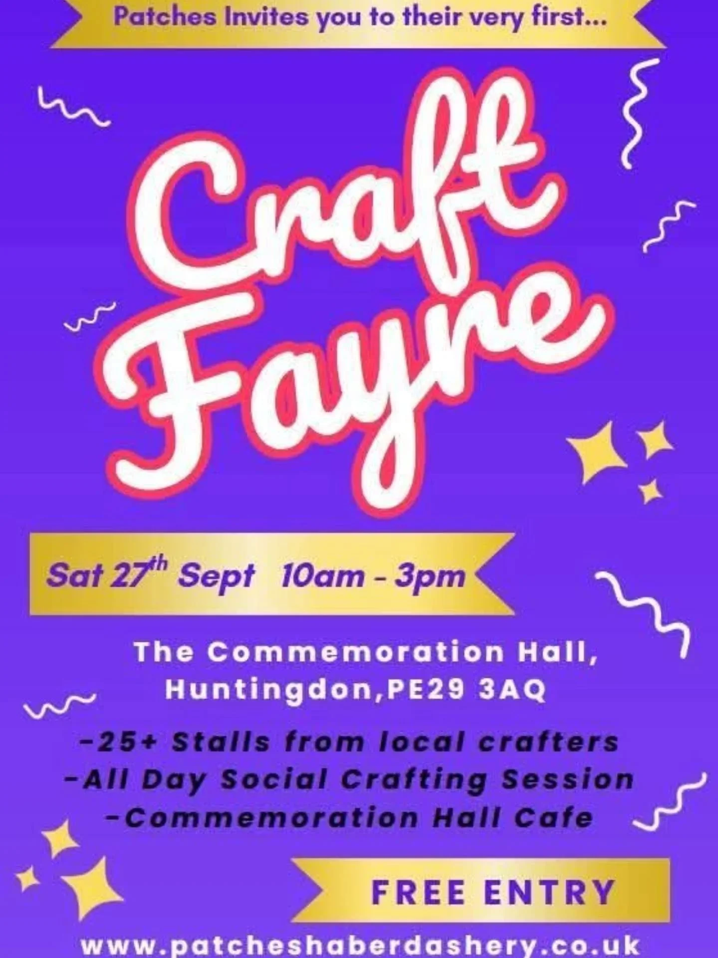 Folks who will be near Cambridgeshire! I have a table at this event happening in Huntingdon on Saturday 27th Sept (this weekend!).
------------
25 amazing stalls filled with beautiful hand crafted items, as well as some much needed craft suppliers!