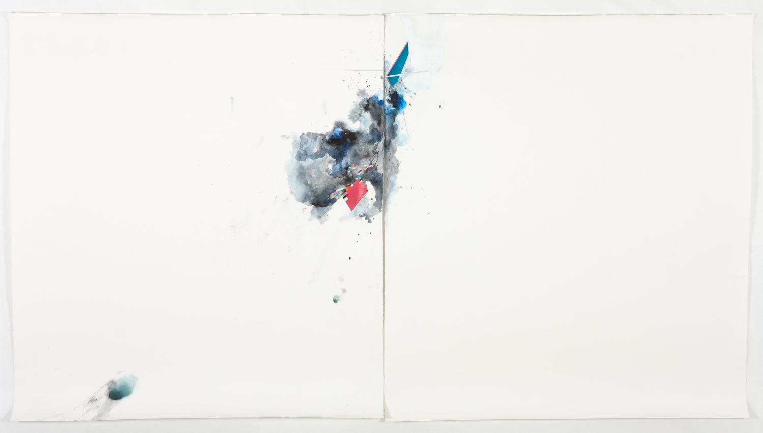  ursting Down, 2013, mixed media on paper, 60" x 102" 