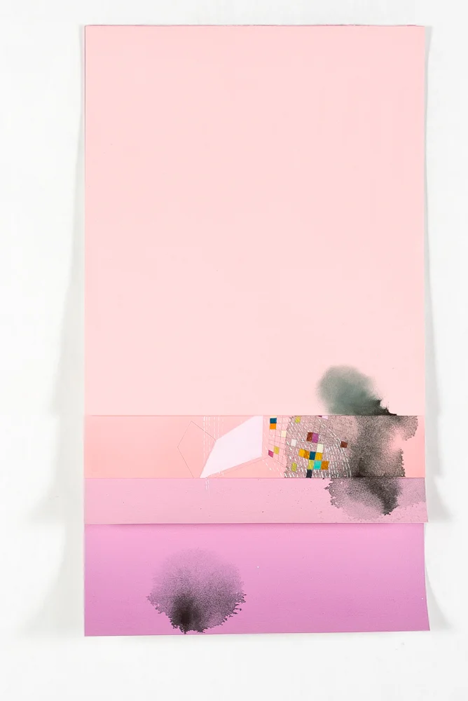 Stack, 2013, mixed media on paper, 36" x 14"