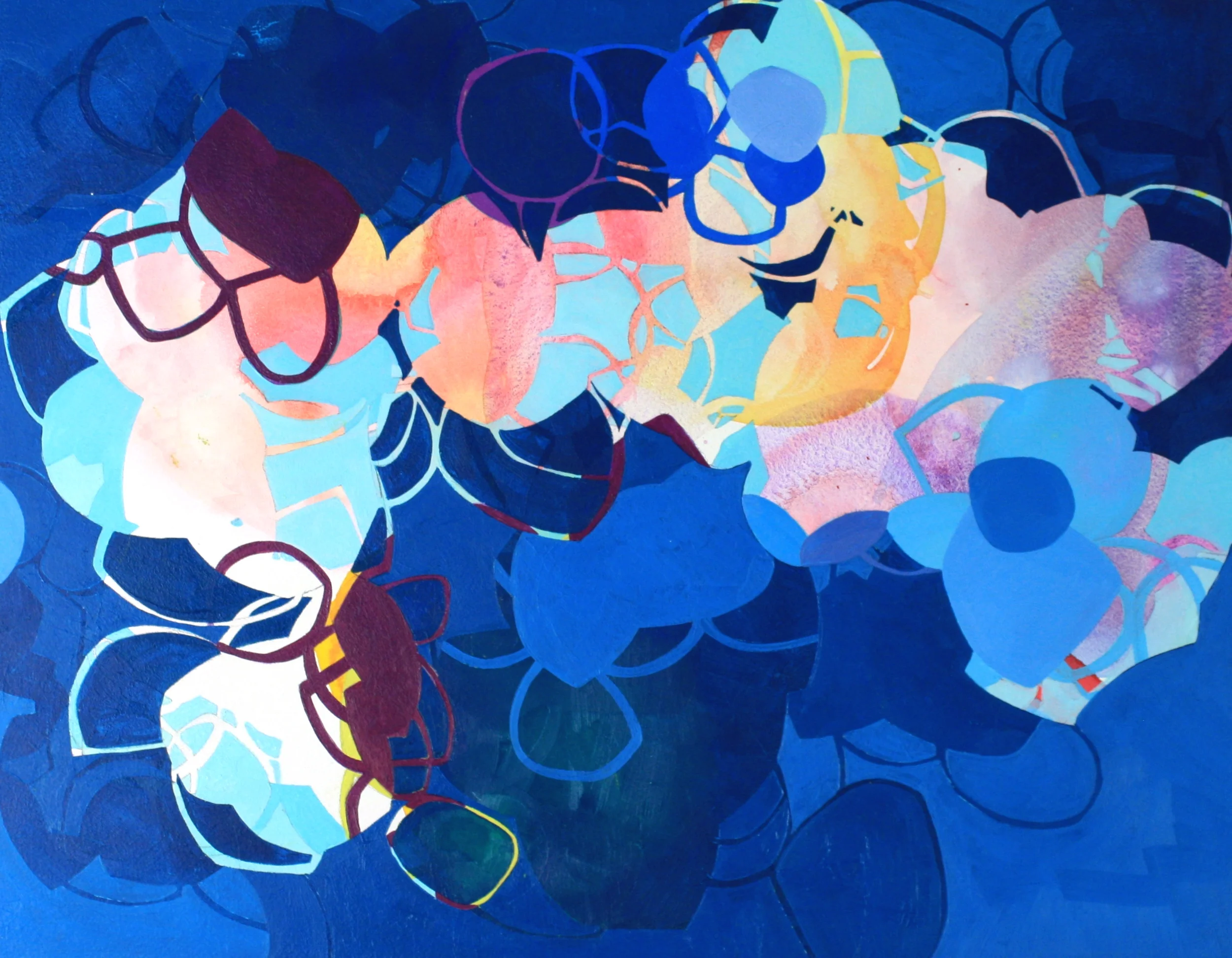 Tangle, 2016, gouache, acrylic & oil on panel, 14x18"