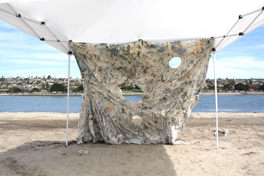 Beach Blanket (installation view), "SPF15 2) Audrey Hope | Allison Wiese," Fiesta Island