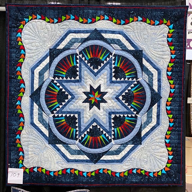 Check out this smaller interpretation of our raffle quilt in the silent auction.
The winner of the auction will be announced on Saturday (October 5, 2019) at Quilts from the Village in Libertyville, Illinois.
#VQshow2019 #QuiltsfromtheVillage #quilting #quilt #sewing #quiltshow #VillageQuilters #VillageQuiltersLBLF