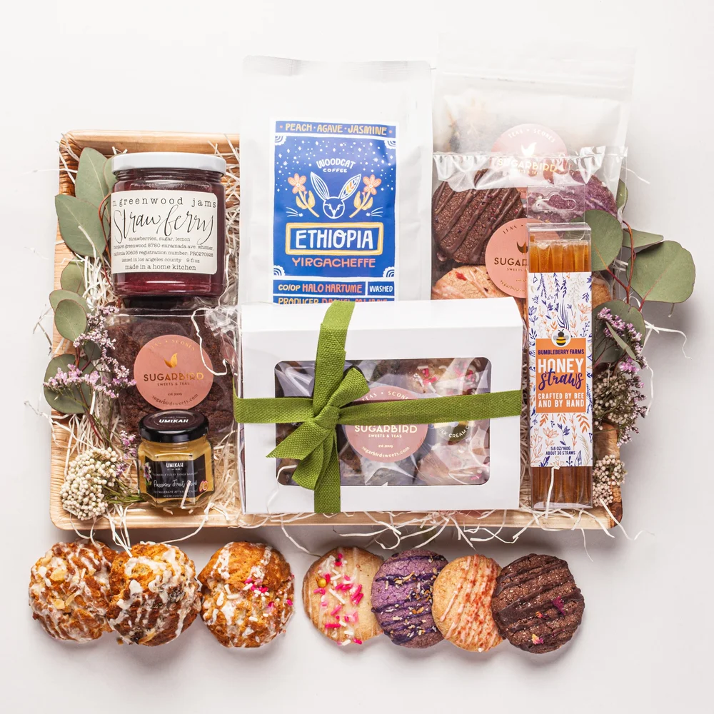 Coffee and tea brunch basket