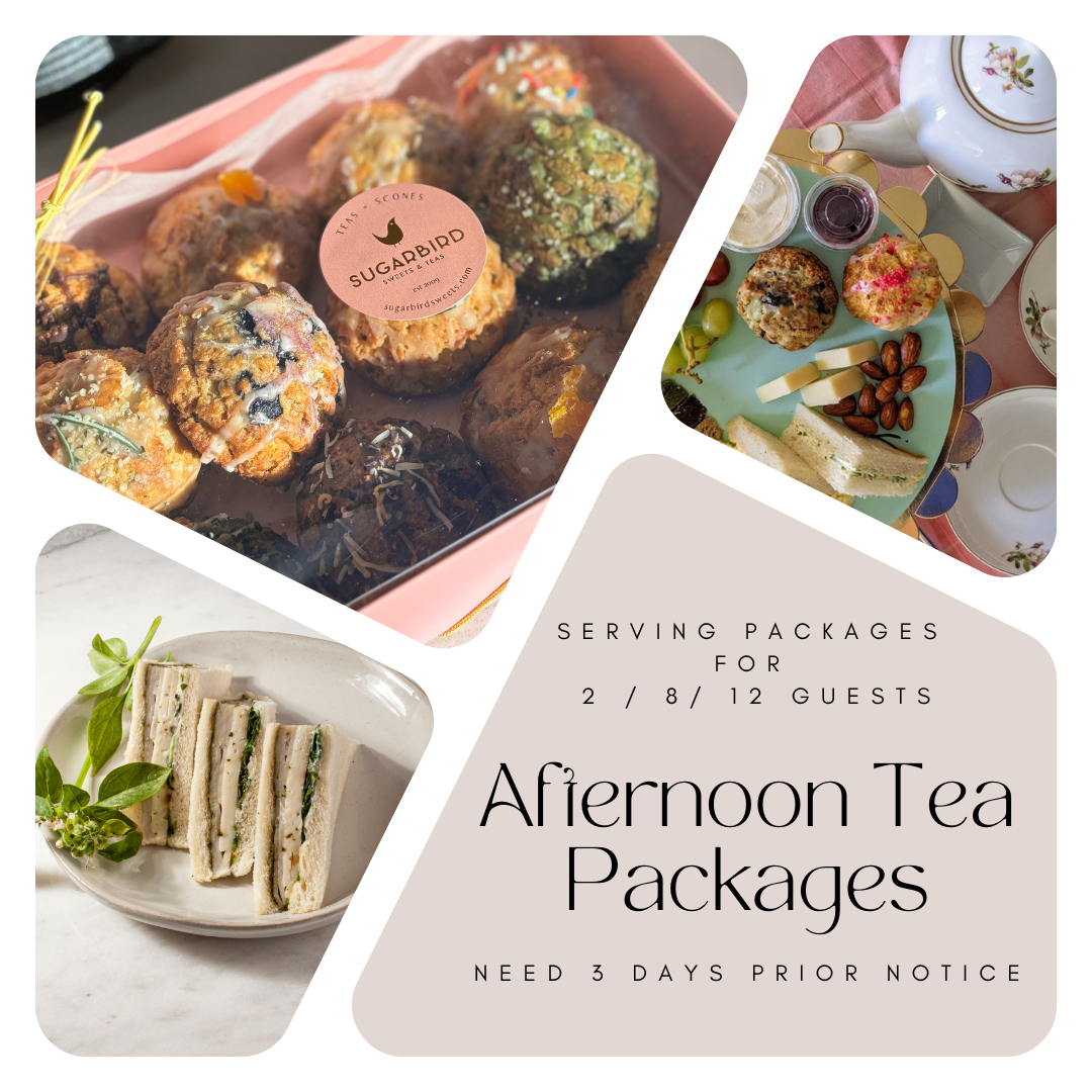 Afternoon Tea Packages: Tea Sandwiches | Mini Scones | Mini Desserts for servings of 2 / 8 / 12 guests