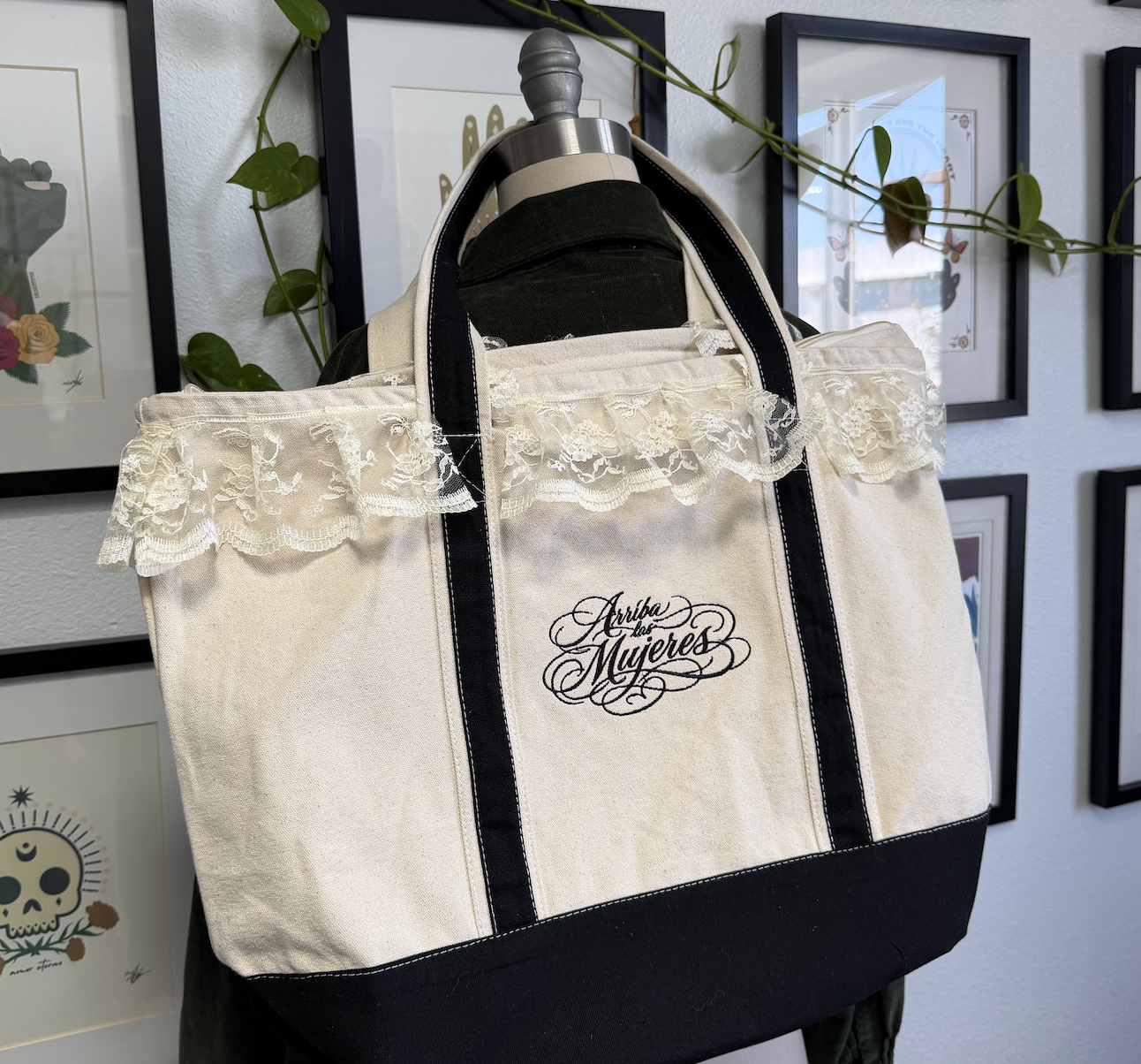 LIMITED ARRIBA LAS MUJERES EMBROIDERY CANVAS TOTE EXTRA LARGE - PRE ORDER