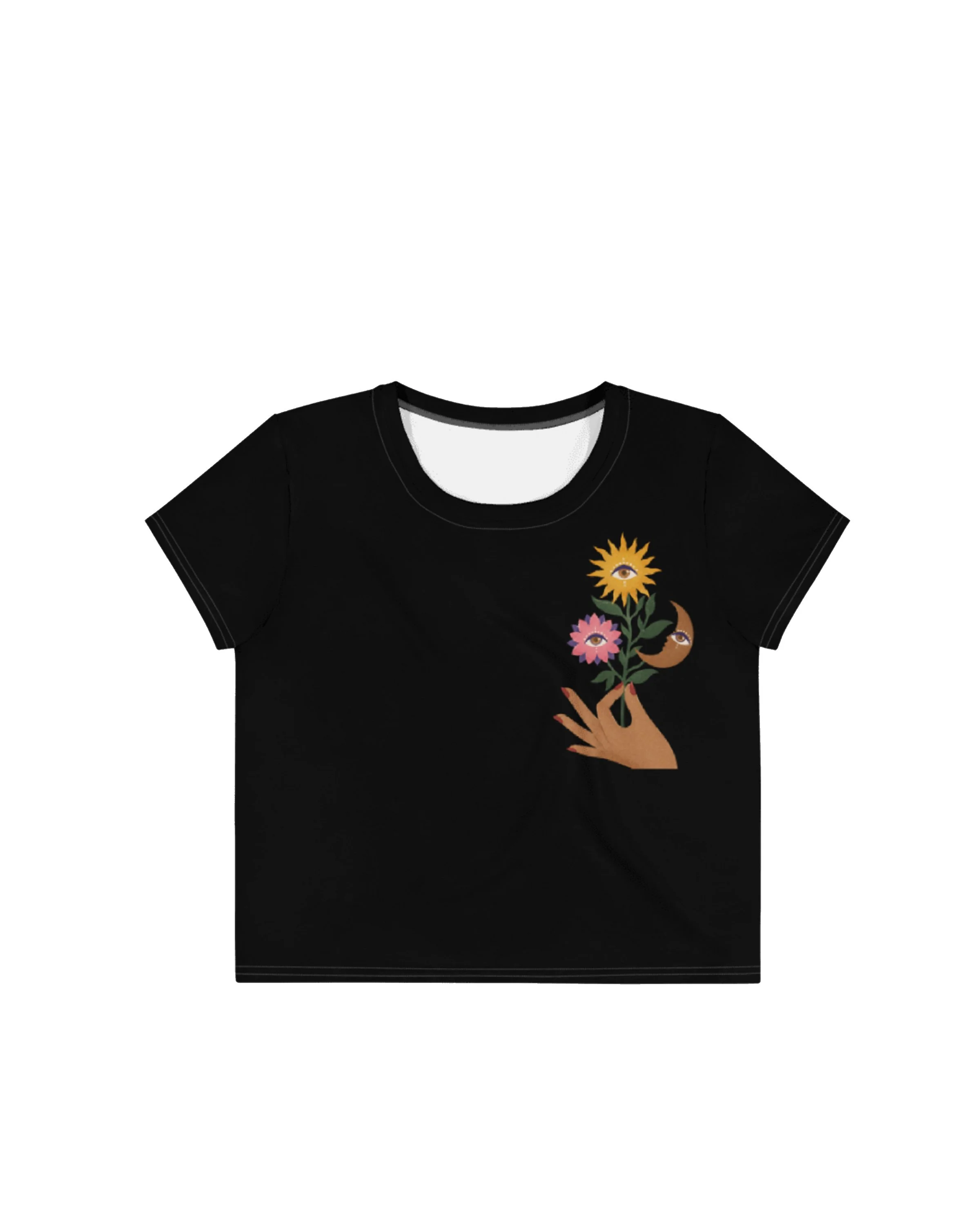 CROP CELESTIAL SUMMER BLK TEE GRAPHIC