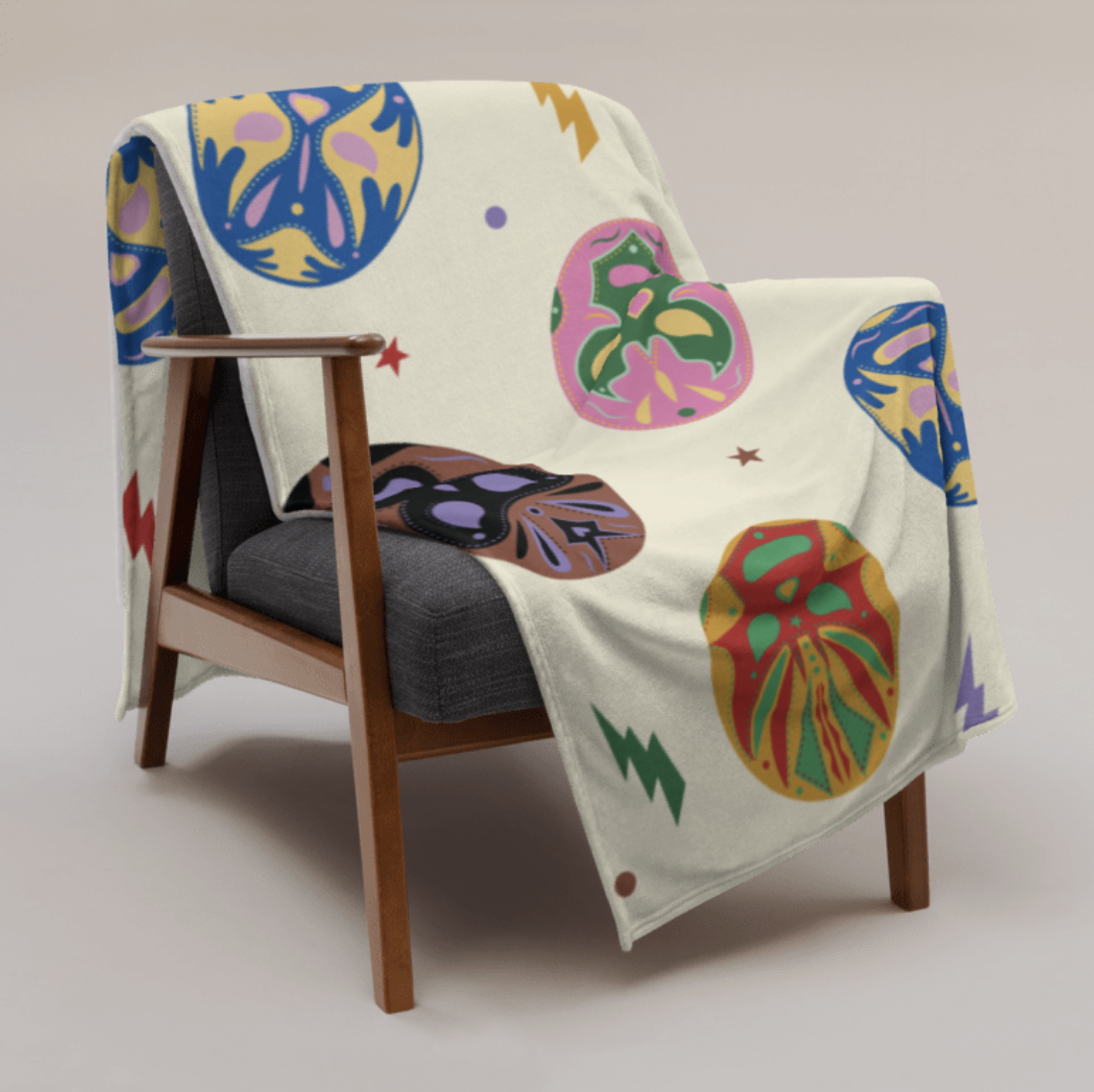 LUCHADORA PATTERN THROW BLANKET