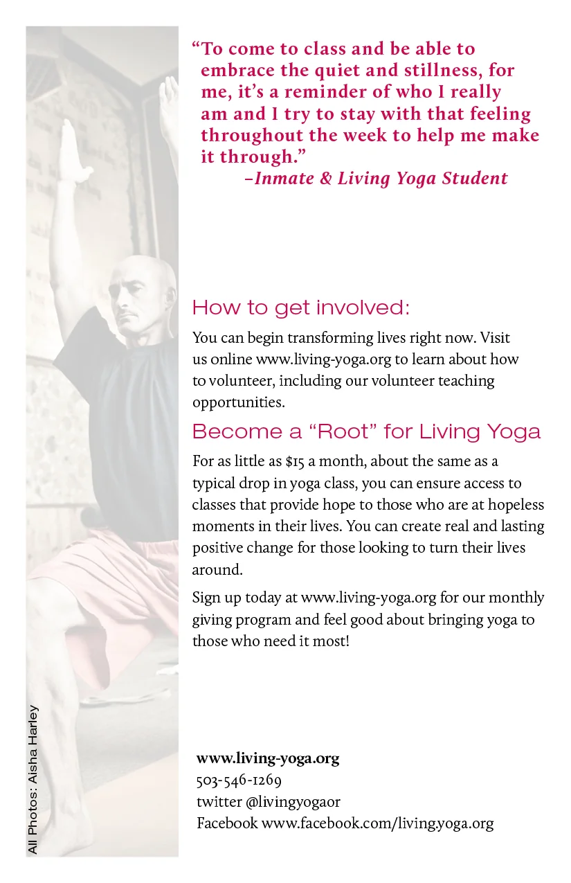 Living Yoga information brochure 5.5" x 8.5" 
