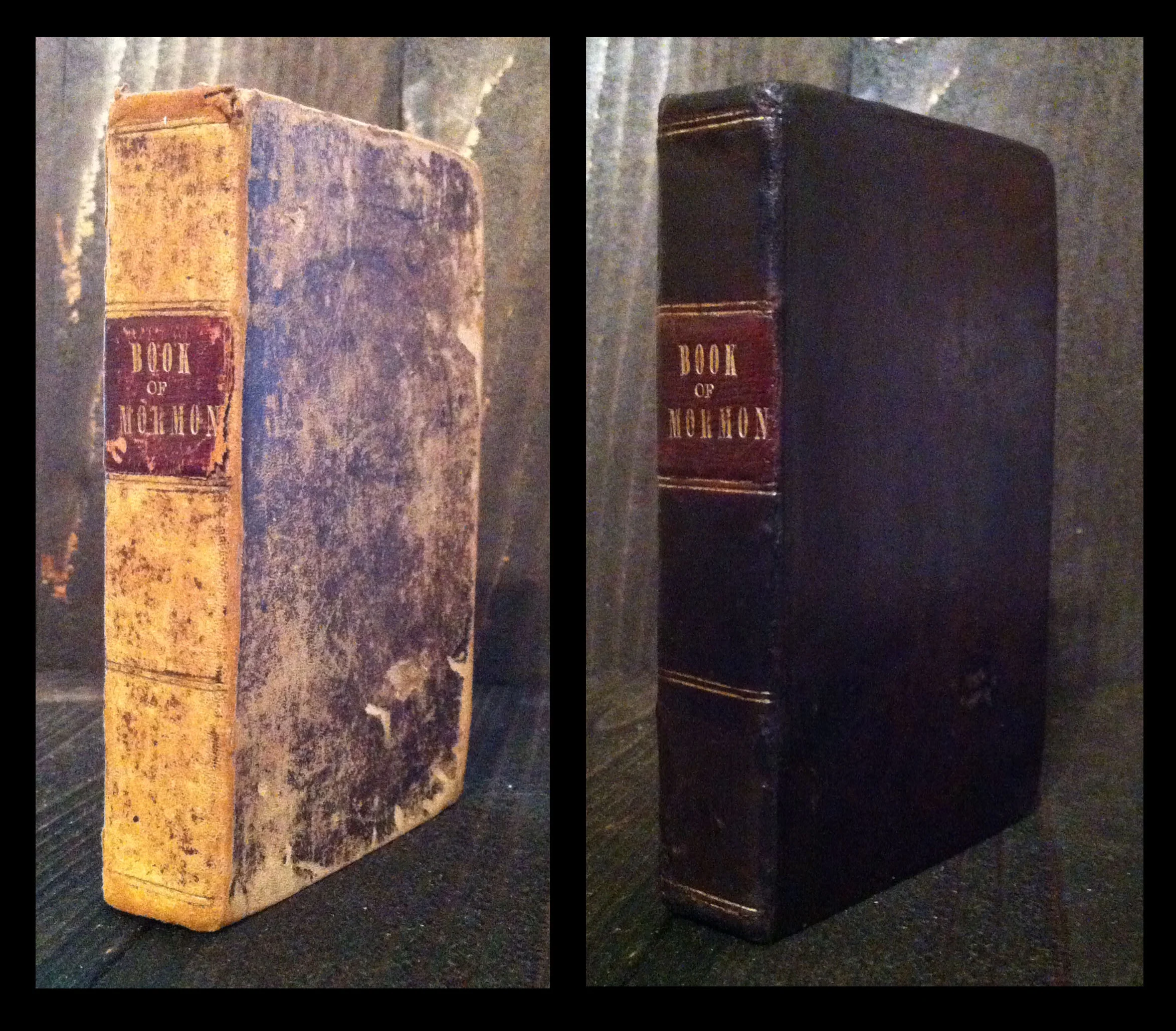 1842 Nauvoo Book of Mormon - before and after restoration.
