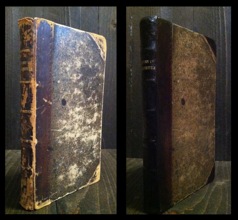 A hand written manuscript of the history of Manchester England from the 1800s.