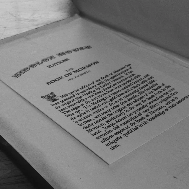 The insert we put in all of our facsimiles that lists the characteristics all 1830 Book of Mormons have. 