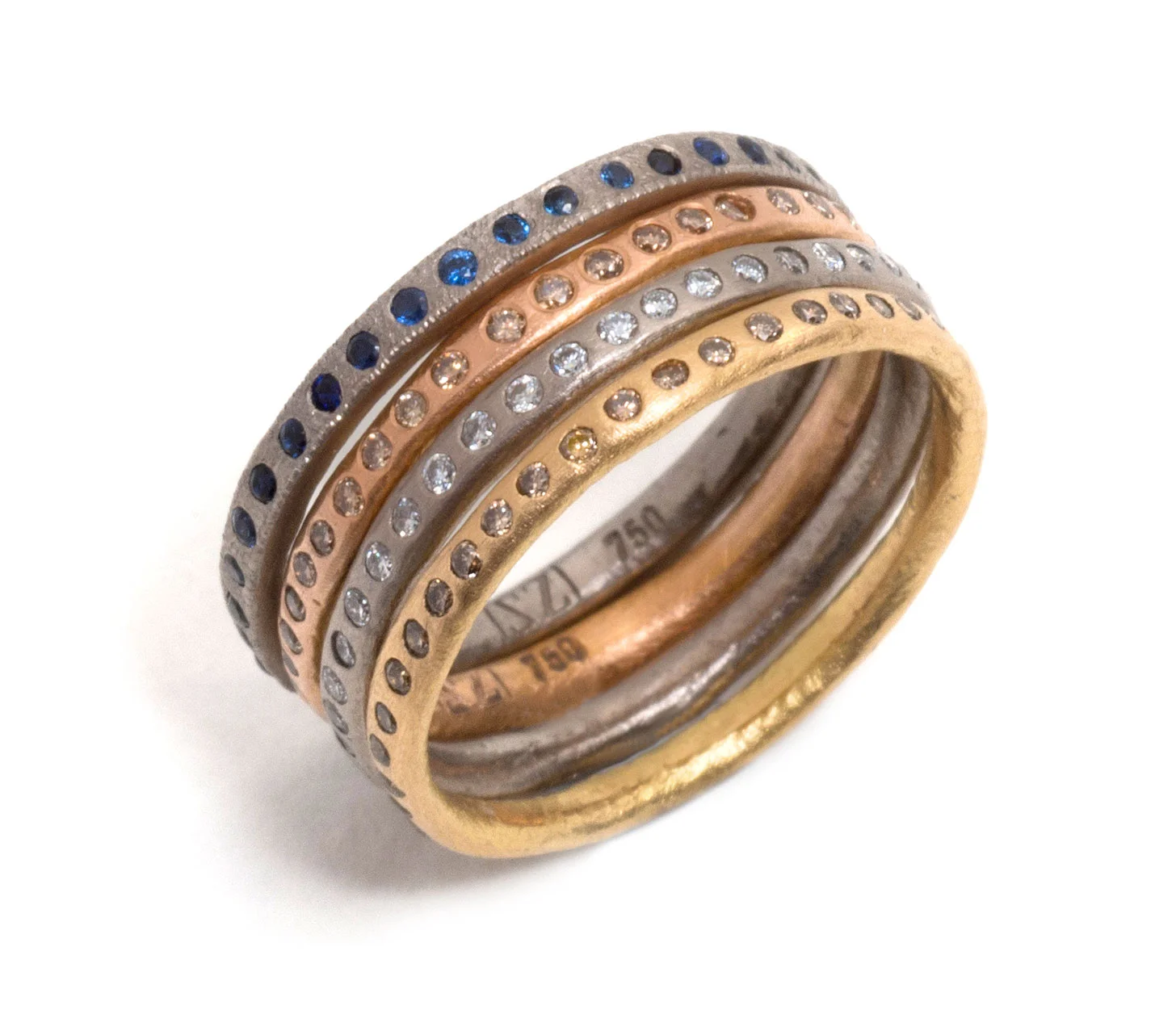 Gold Diamonds and Sapphires Eternity Ring Stack .jpg