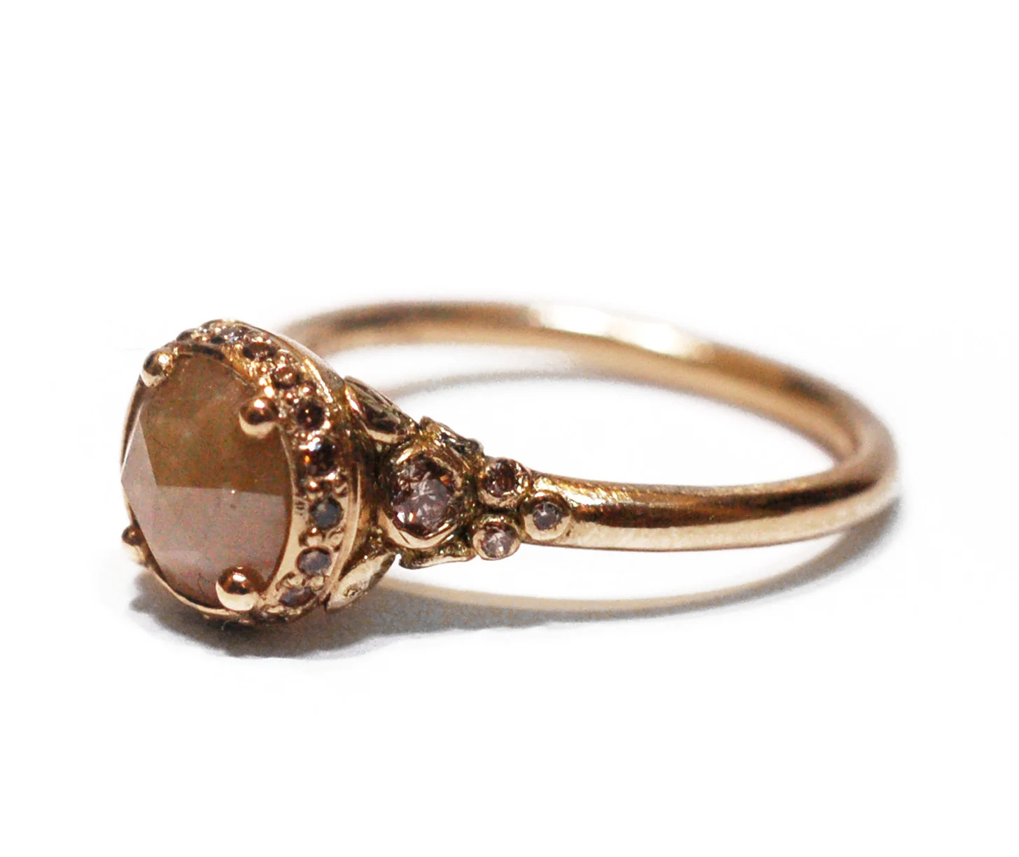 Indian Summer Ring 18KT Yellow Gold Yellow Rose Cut Diamond Champagne Diamonds (Side).jpg