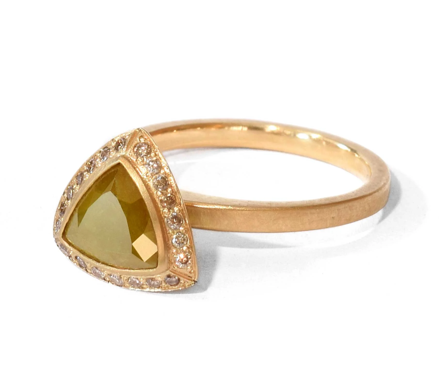 Trilliant+Yellow+Diamond+Yellow+Gold+Champagne+Engagement+Ring-(Side).jpg