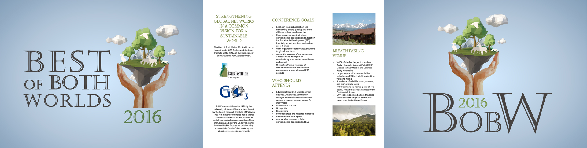 Best of both Worlds - Identity design and materials for an international conference for environment and sustainability.