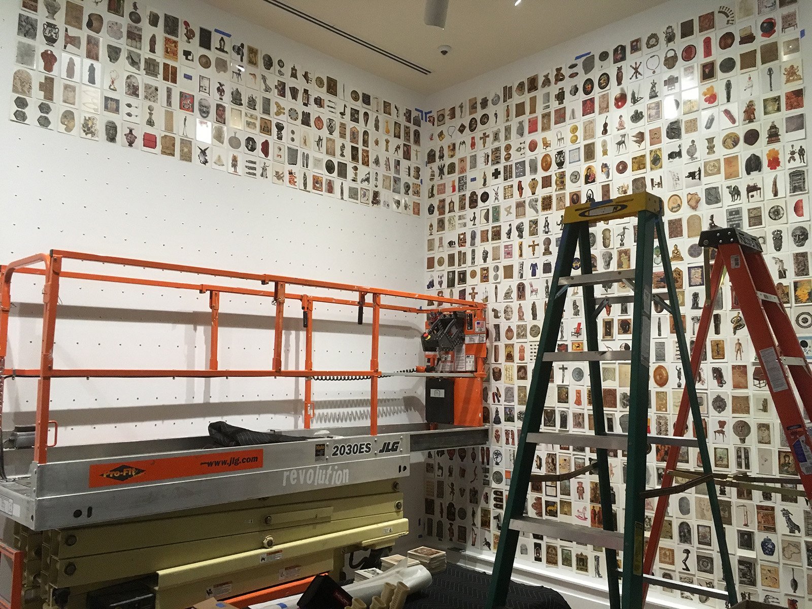  Leading a small team of preparators to precisely install more than 4,500 postcards for Oriol Vilanova’s  Anything, Everything  (assembled 2019). 