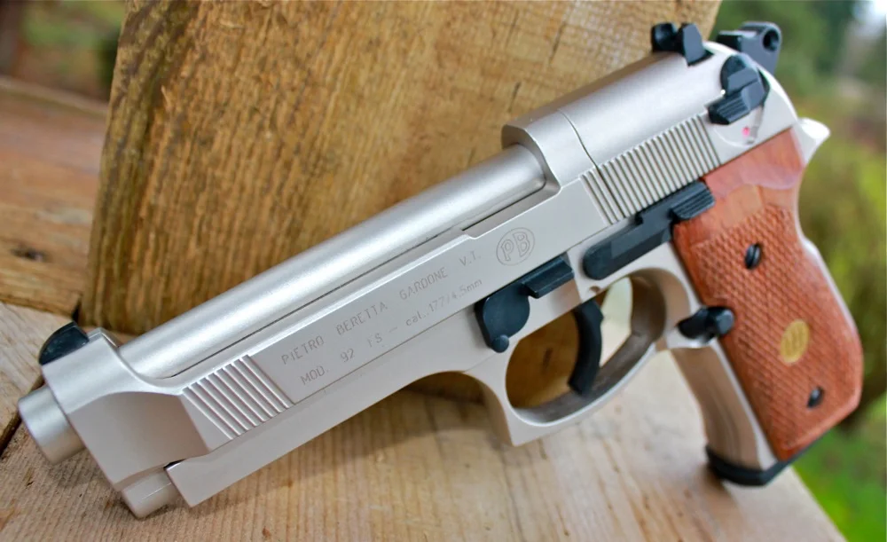 Umarex Beretta M 92 FS - Nickel Wood Grips - .177 Cal - Pellet Pistol