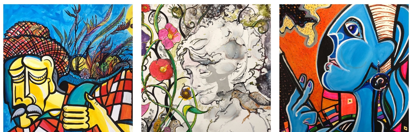 Details of selected works from this broad ranging group of visual conversations.
