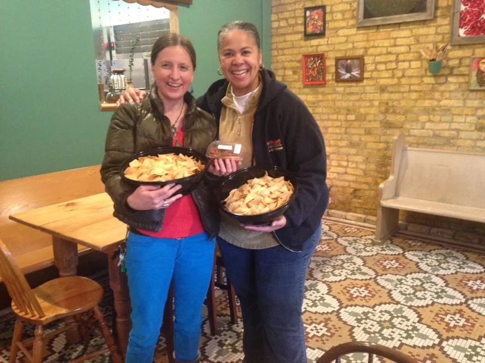 Dropping off cHips we donated to Tricklebee (pay what you can) Cafe 42nd North Ave.