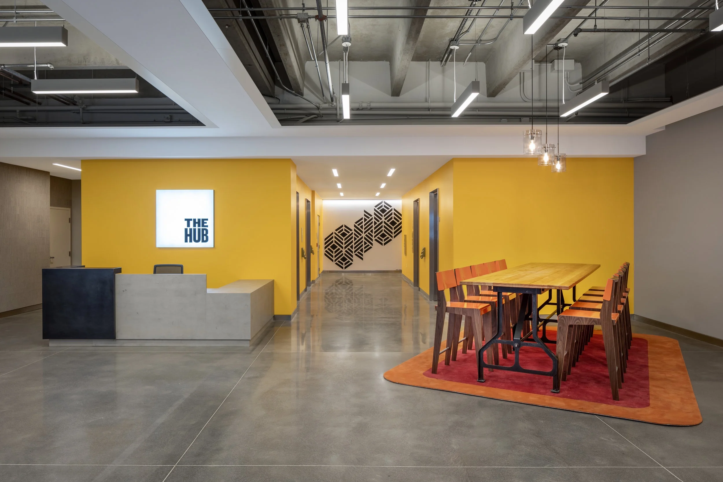 “Here We Are”, Latex paint, 10.5x9.5’, The HUB, Denver, CO, 2019. Photo Credit: Caleb Tkach