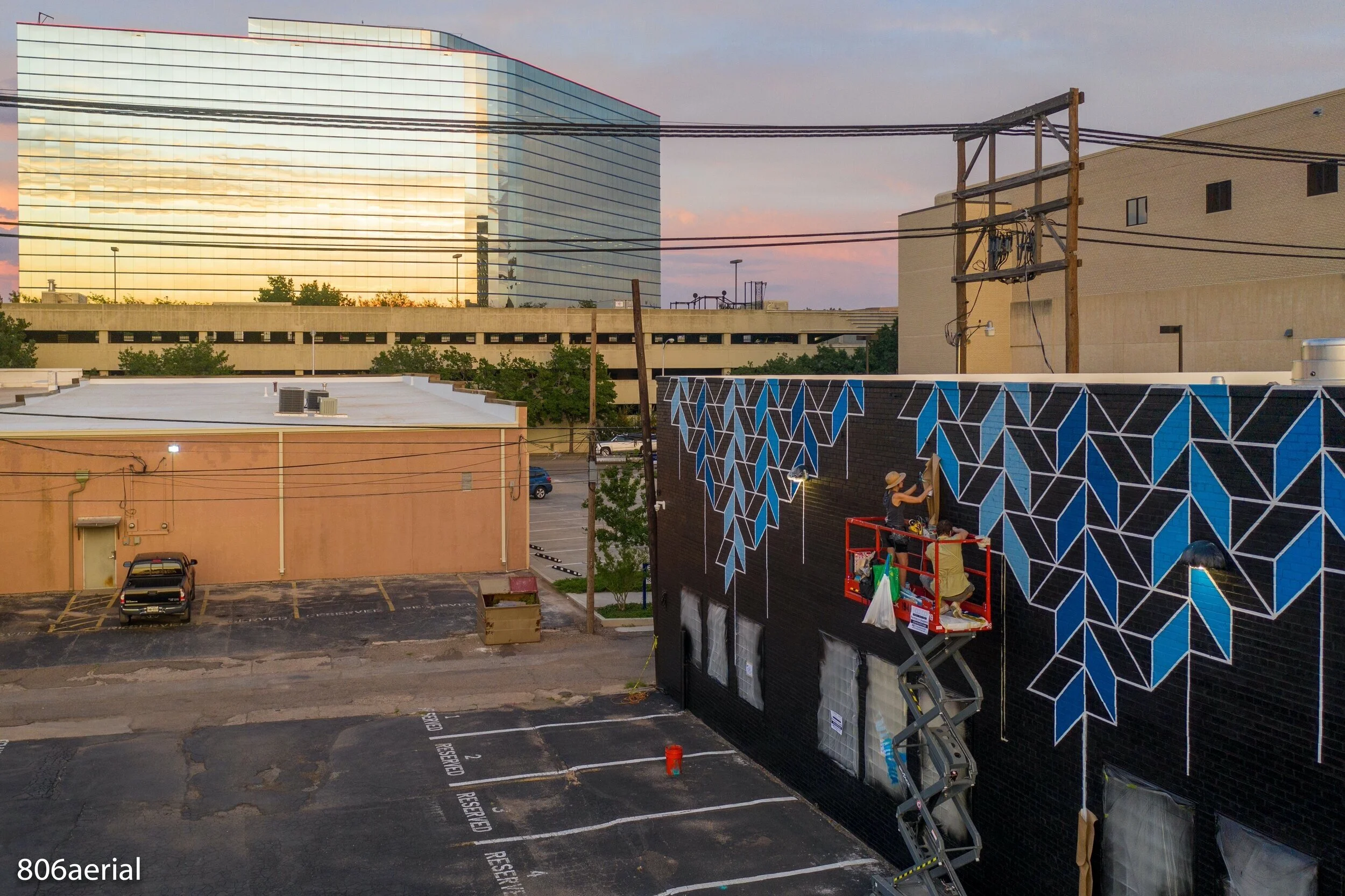 HooDoo Mural Festival, Mural Install, Amarillo, TX, 2019, Photo by 806 Aerial