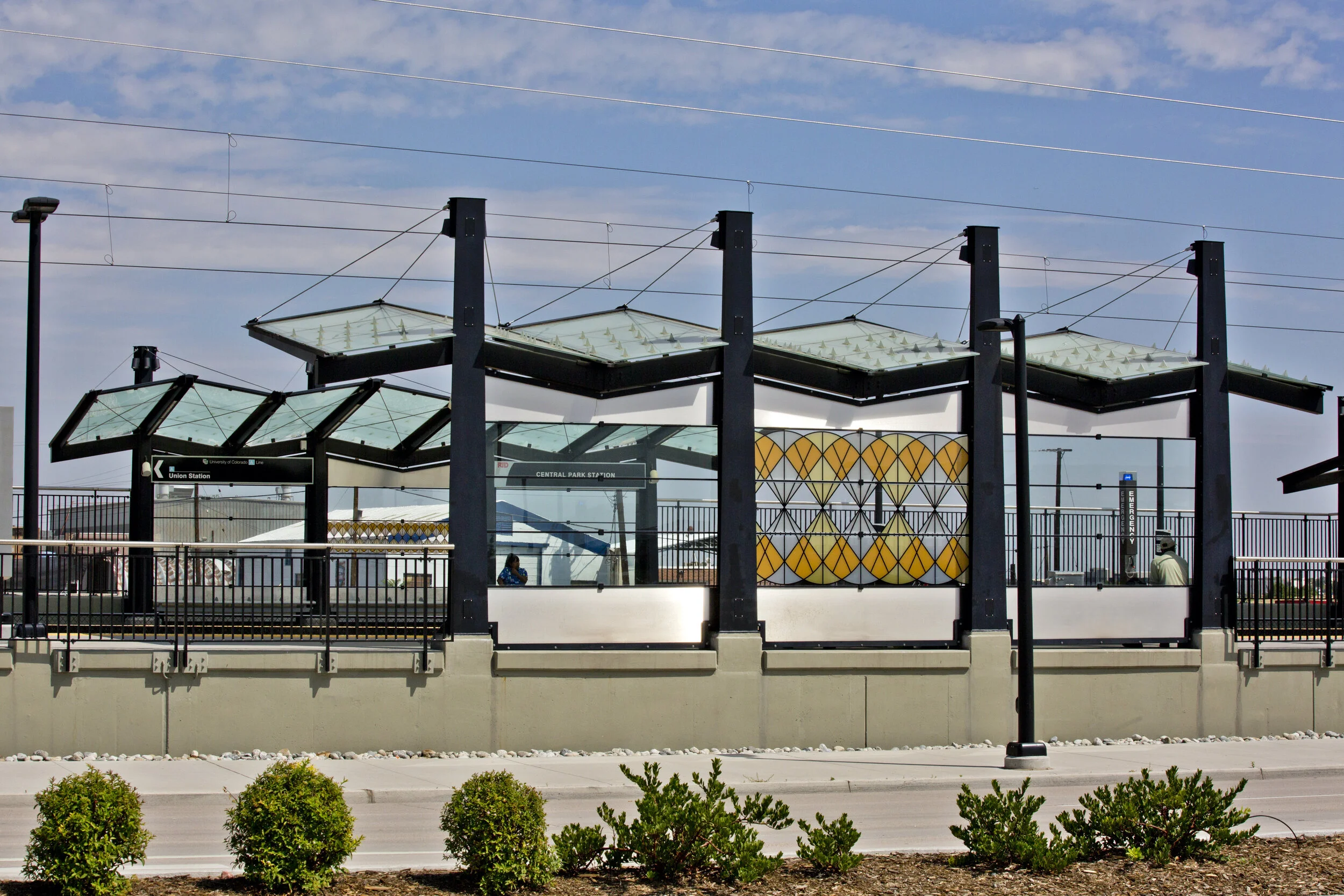 RTD A Line Windscreens Commission, "Tumbleweeds Really Do Exist", 5 Stations, Ceramic Frit on Glass, Denver, CO, 2016 (Central Park Station, 2 of 8 bays)