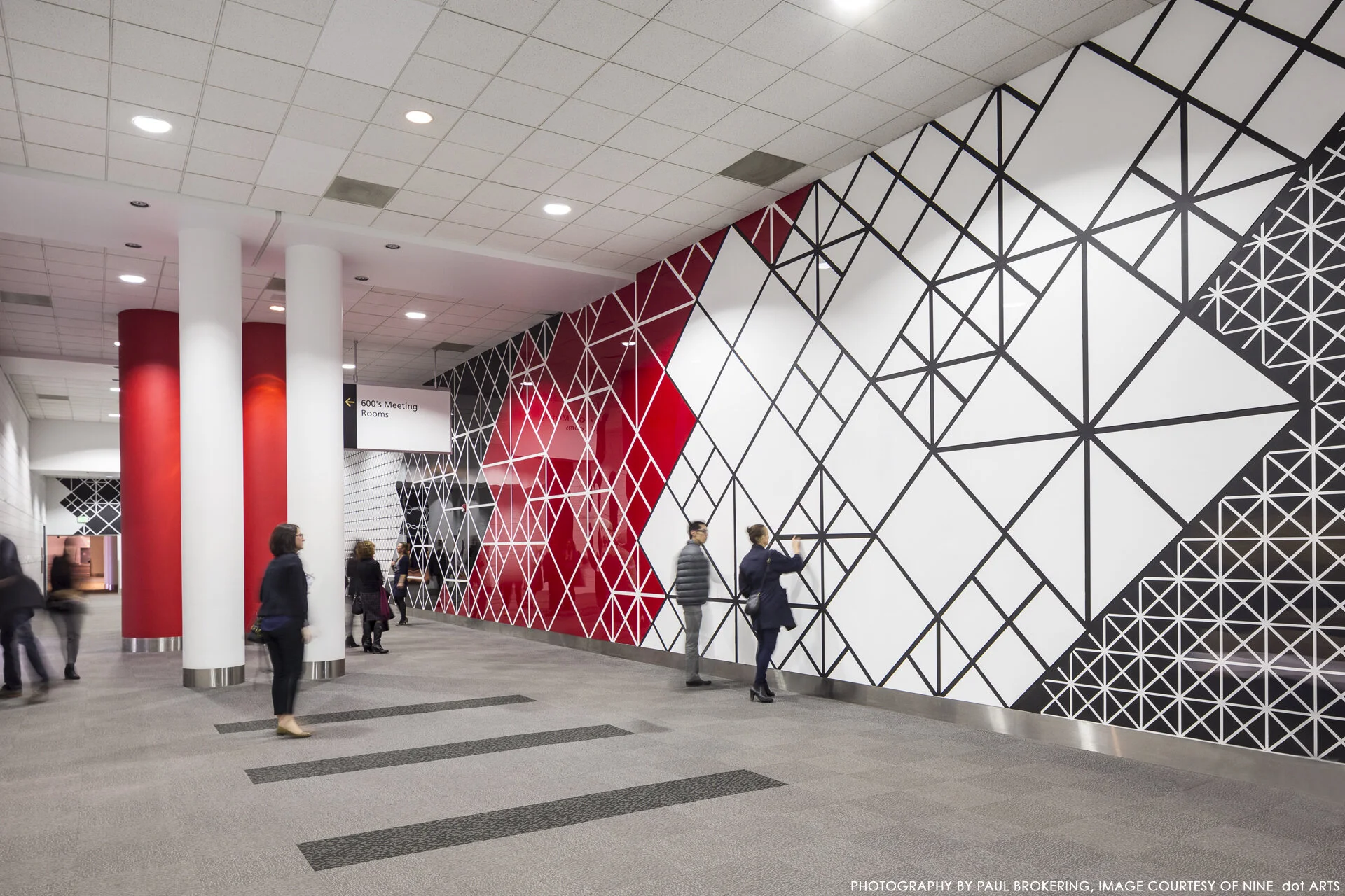 "I Know You Know That I Know", Colorado Convention Center, Acrylic paint and acrylic panels, 160x16', 2014. Photo by Paul Brokering. Image courtesy of Nine Dot Arts. Best Downtown Public Art 2014