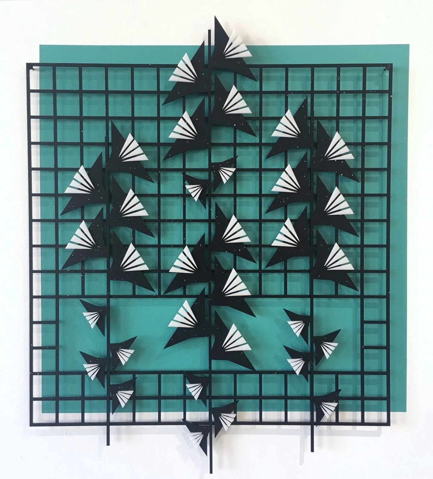 Pandemic Growth (3), Paint on acrylic and wall, 18x18x.50", 2021