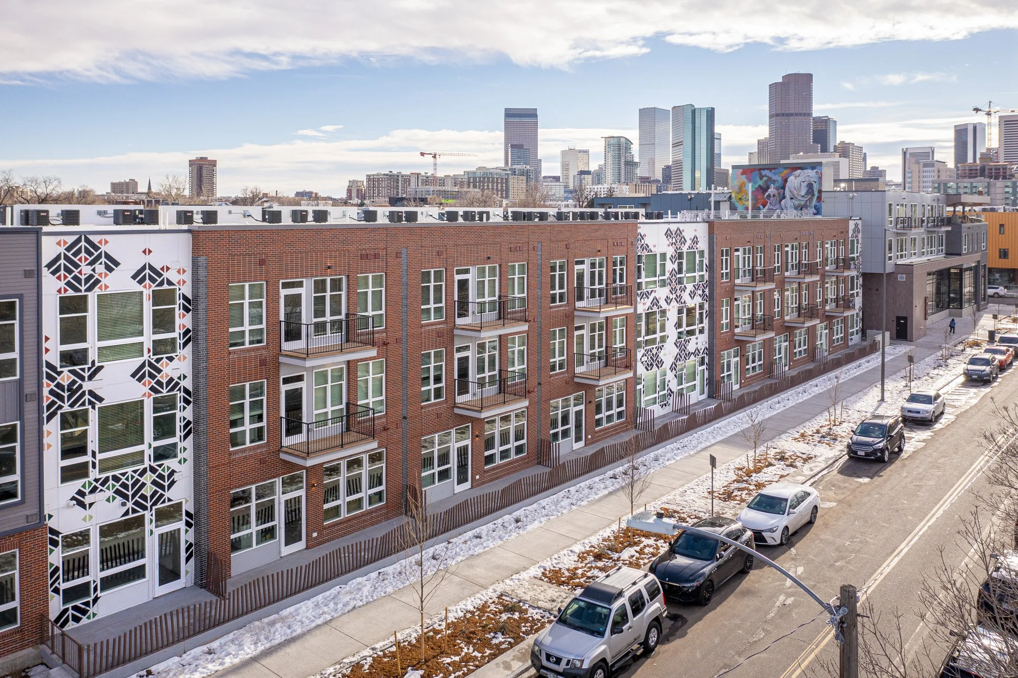 Ava Rino Residences, 3 wall mural installation (Full view), Acrylic paint, Denver, CO, 2021