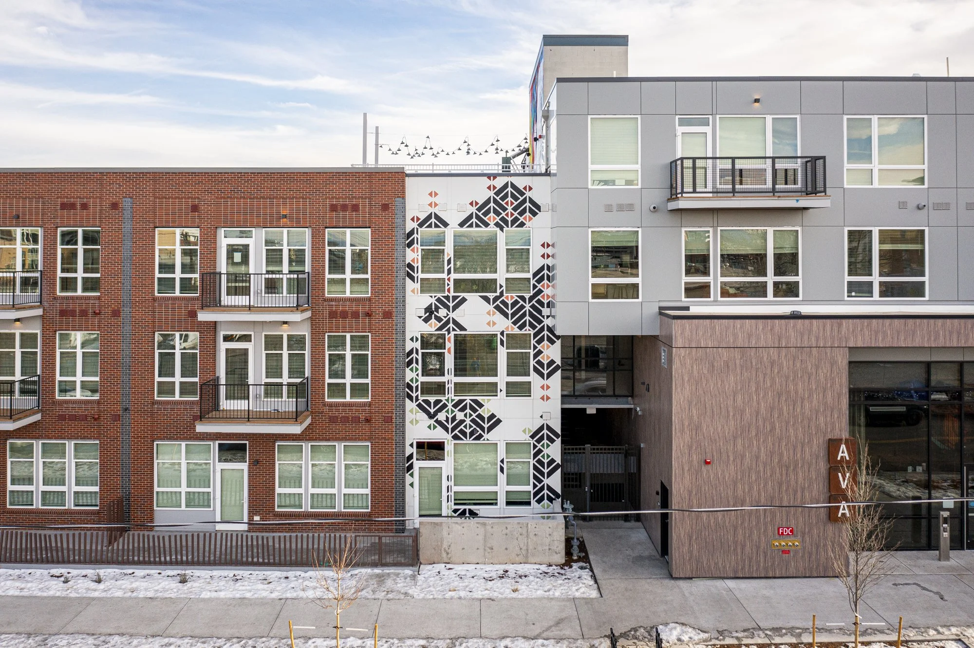 Ava Rino Residences, 3 wall mural installation (south wall), Acrylic paint, Denver, CO, 2021