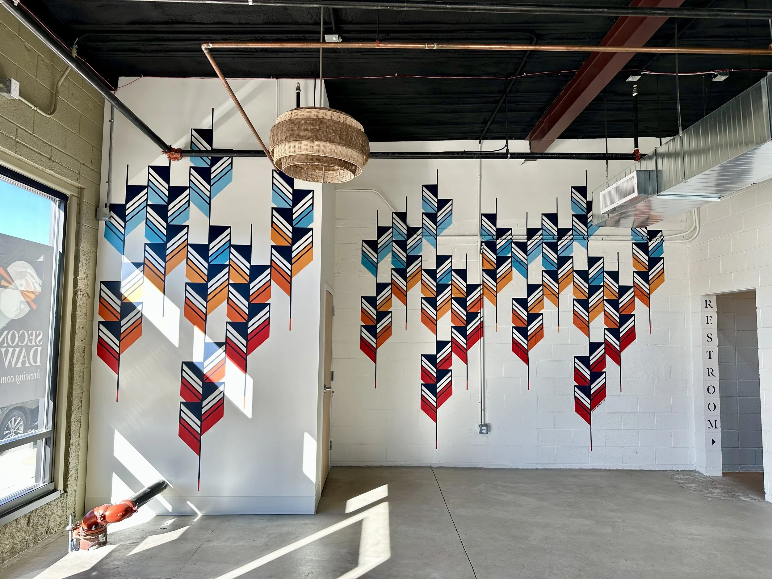 Second Dawn Brewing Company, Interior Mural, Acrylic paint, 6.5x12' & 14.5x12', Aurora, CO, 2023