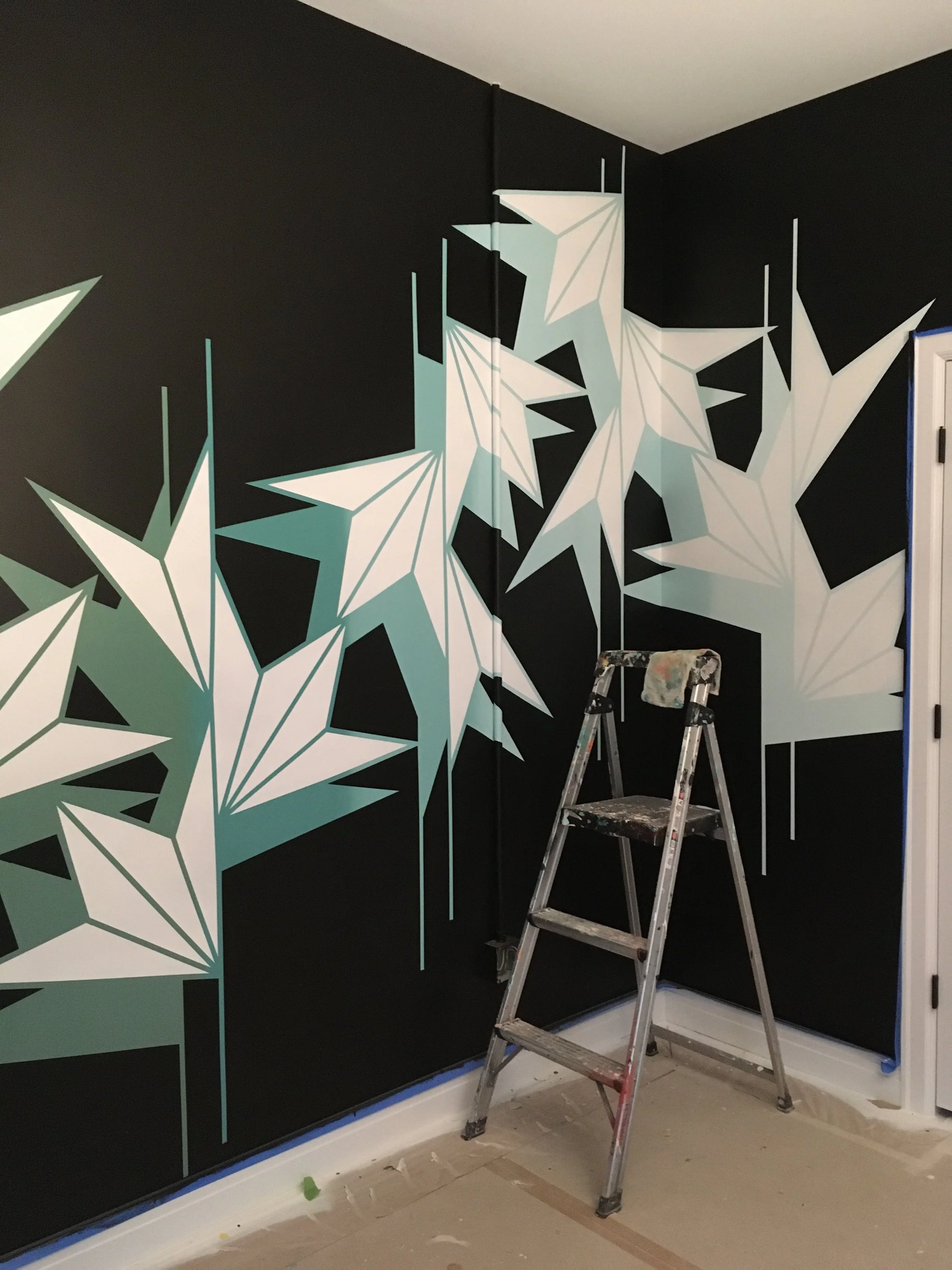 Acoma House Mural Install Process (2), Denver, CO, 2021