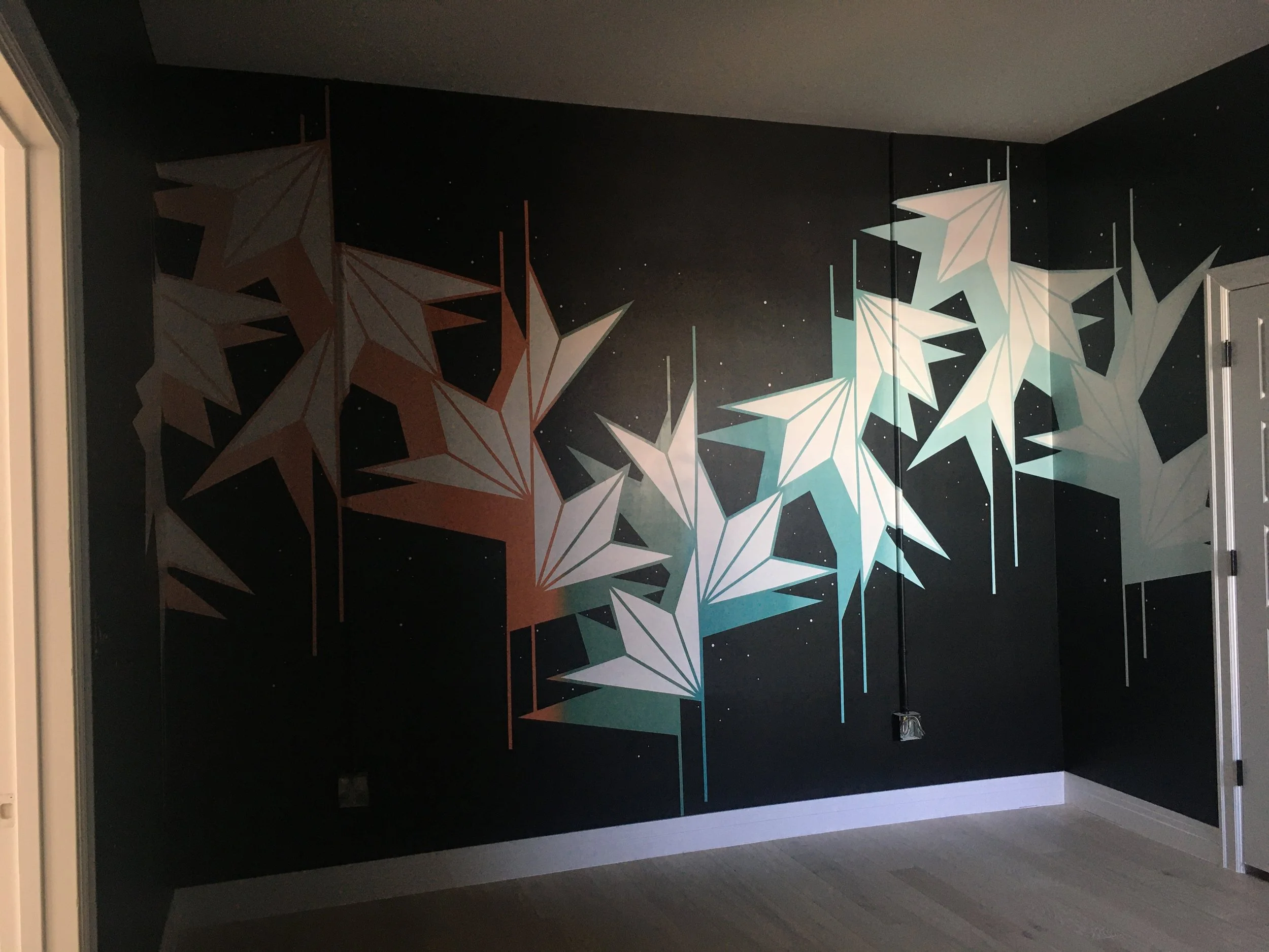 Acoma House, Bedroom, Interior Mural, Acrylic paint, Denver, CO, 2021