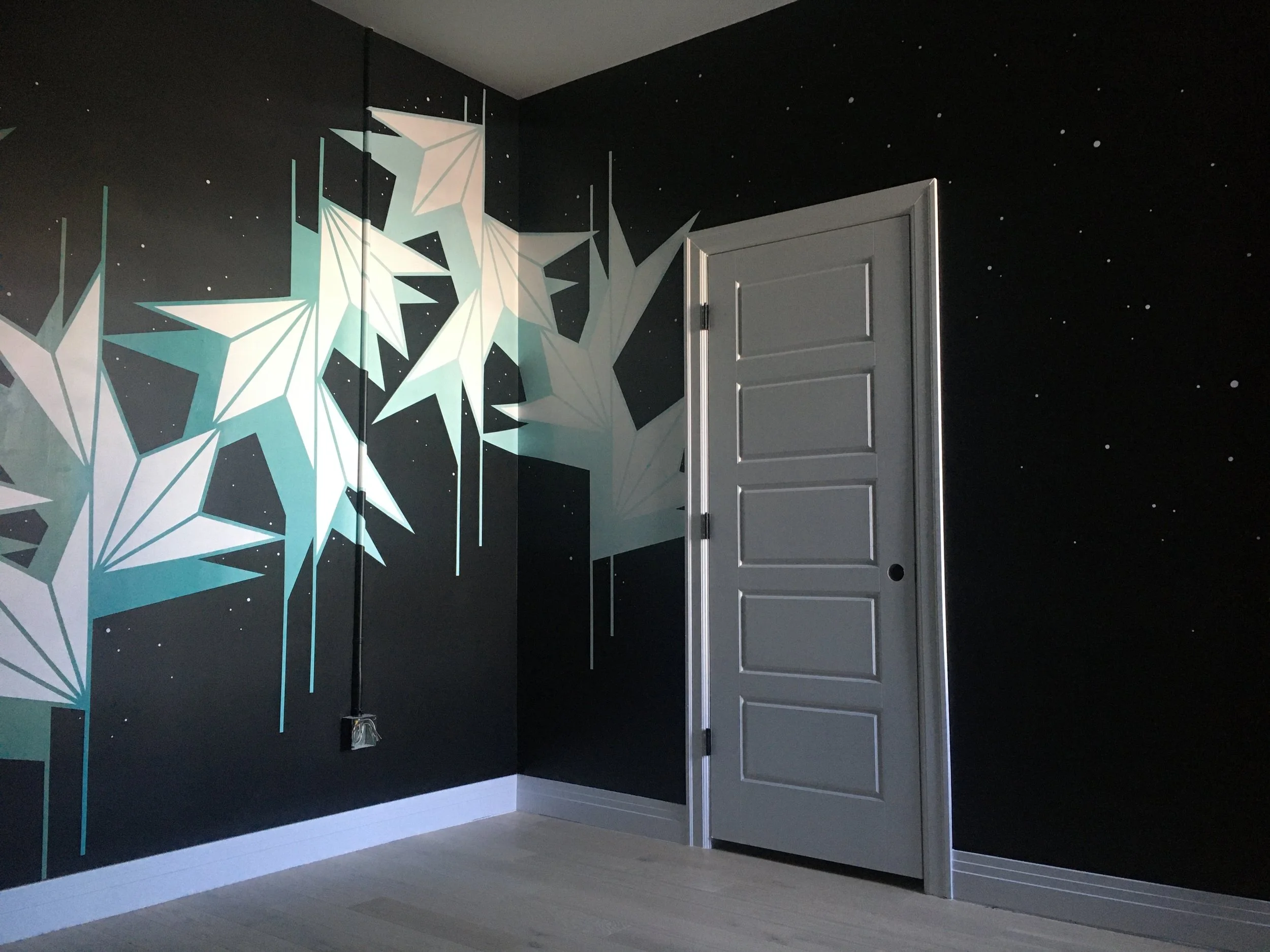 Acoma House, Bedroom 2, Interior Mural, Acrylic paint, Denver, CO, 2021