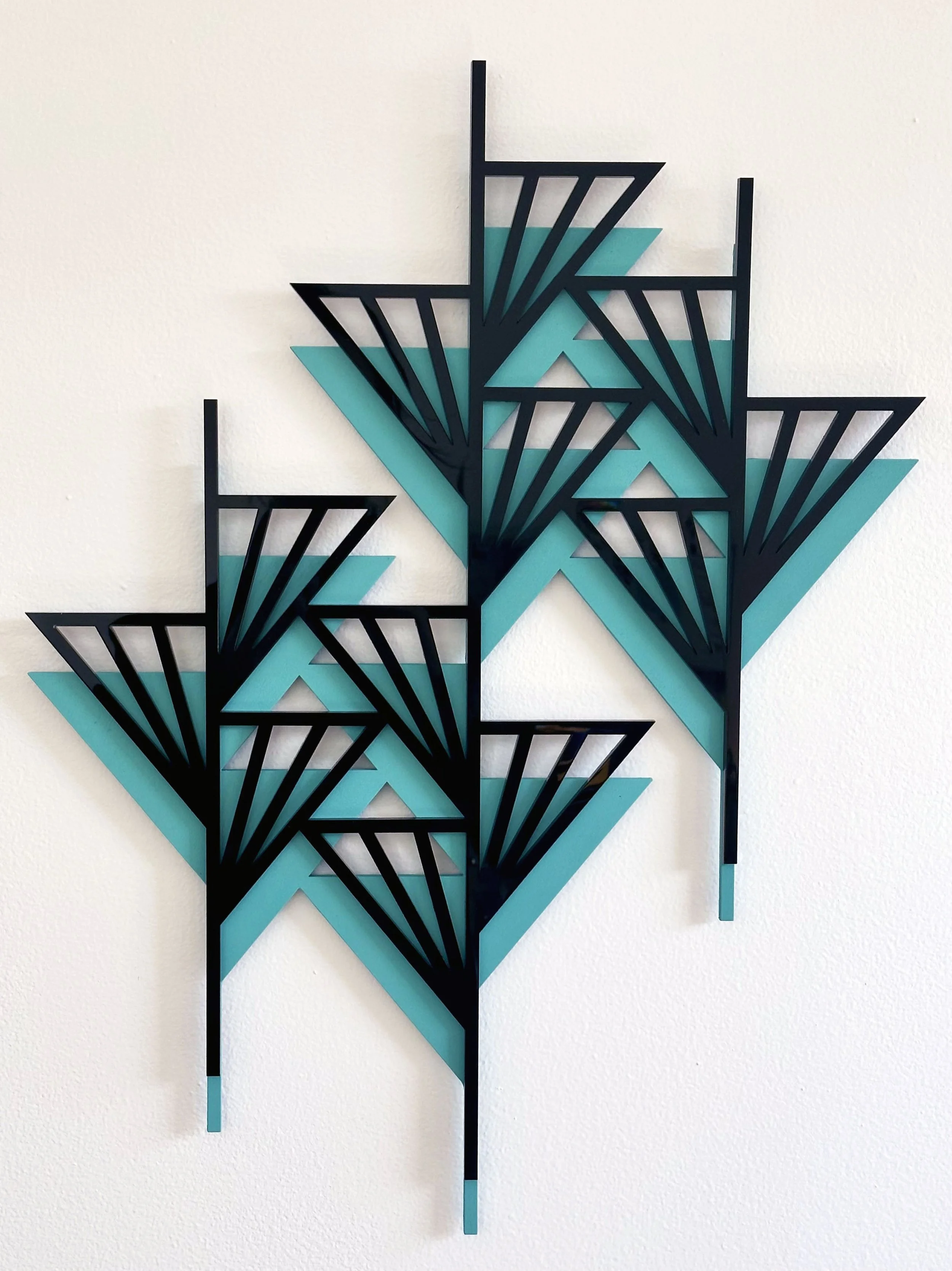 Deco Shadow Series, Painted wood + acrylic, 12x17x.5", 2022 