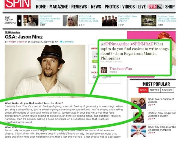 Jason Mraz answers my question. (August 2010)