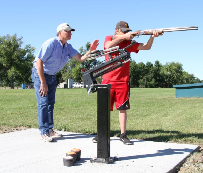 Nick Hanisch and dad Chris, using our new manual trap thrower