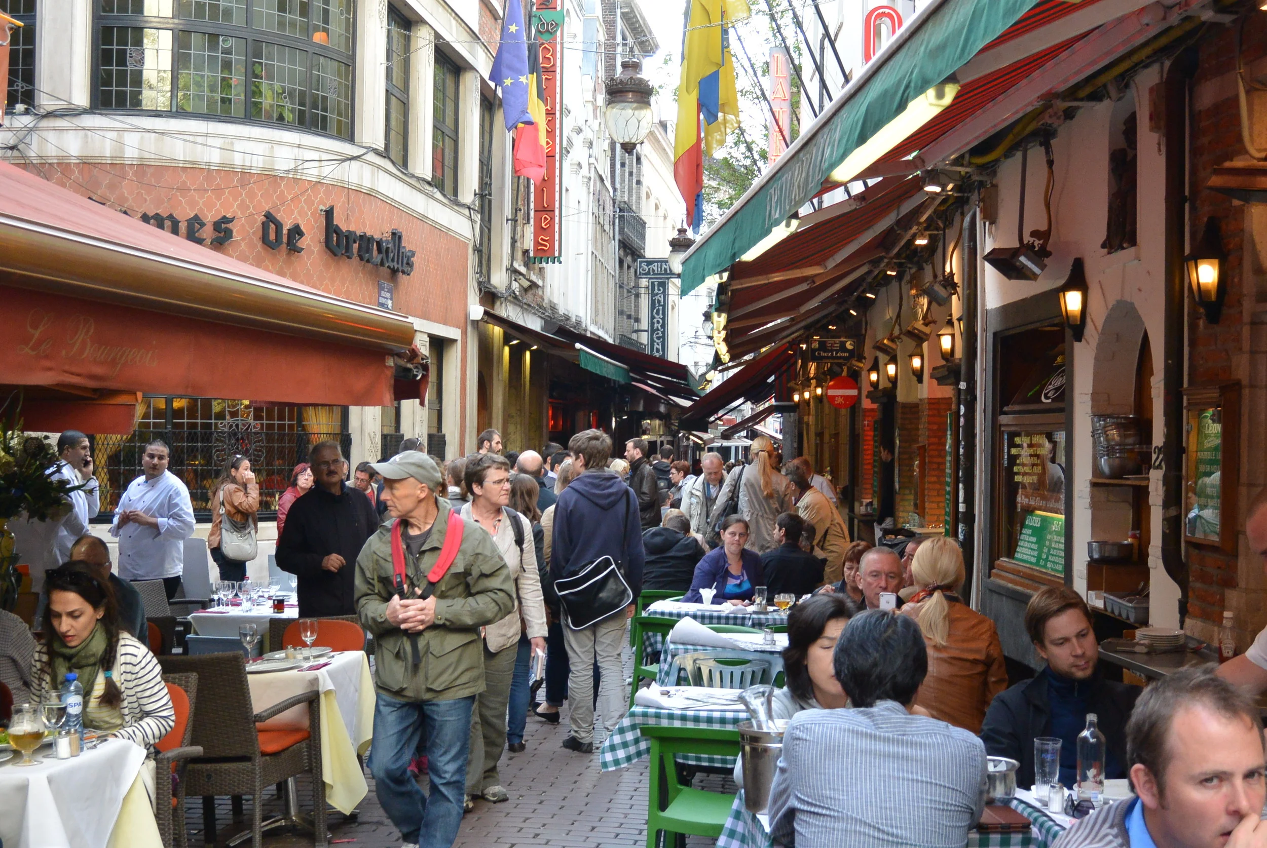 ​little streets full of great restaurants in Brussels.