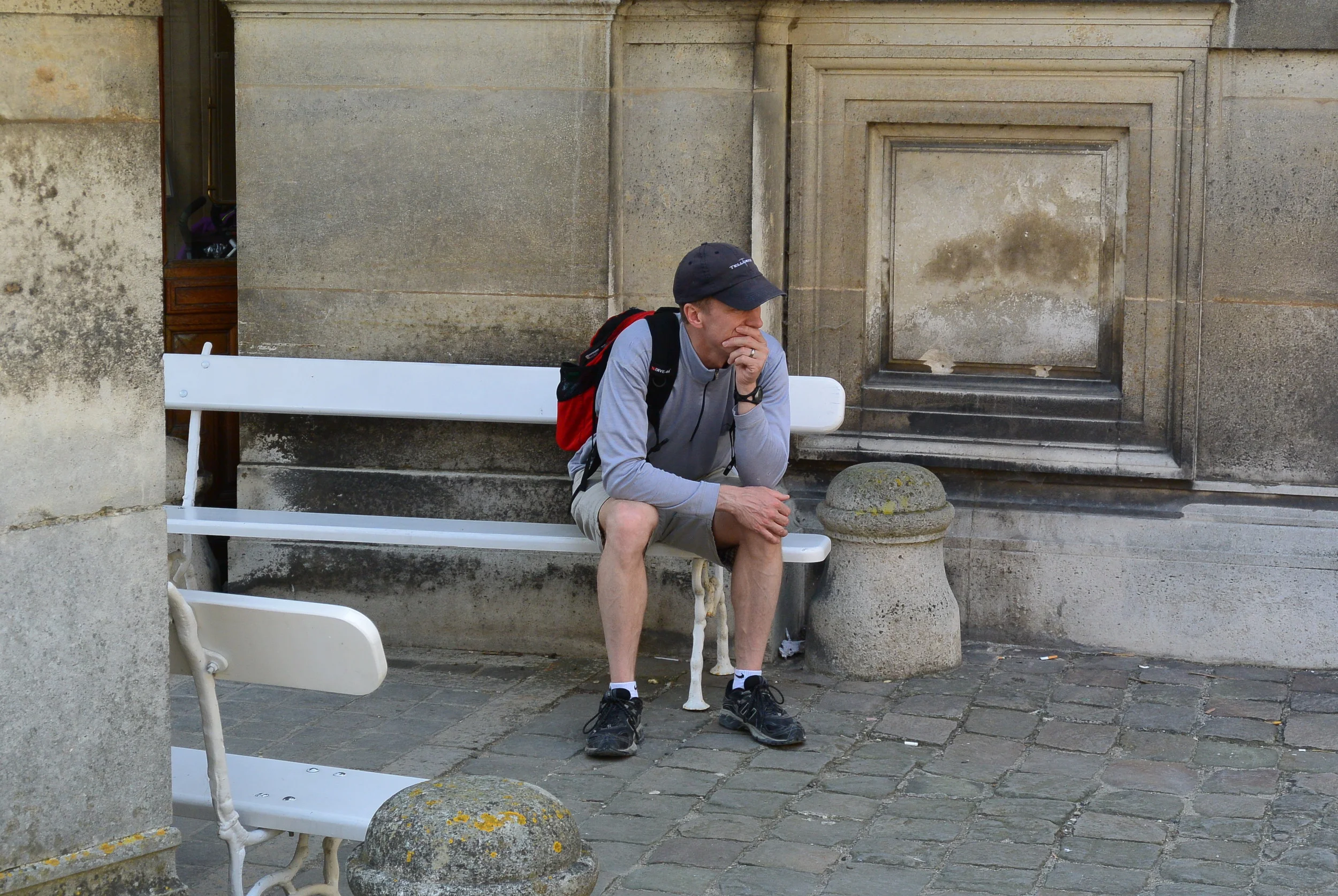 Daddy taking a break (from the heat or the kids...not sure)