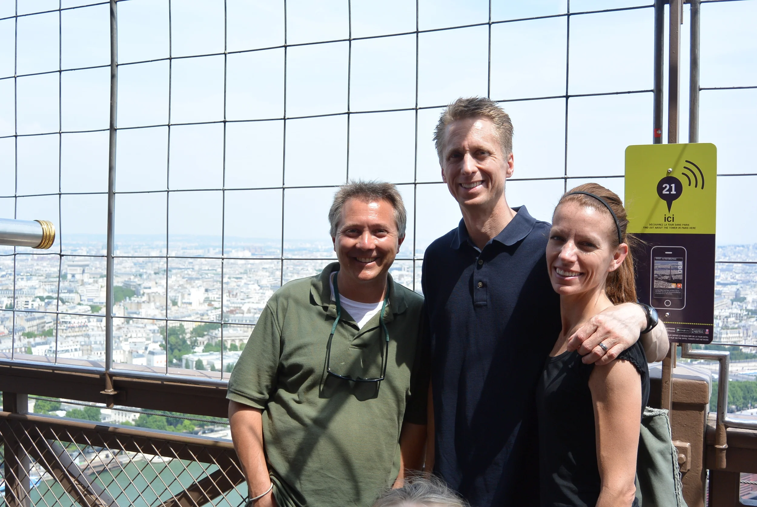 Enjoying the top of the Eiffel tower on my b'day.