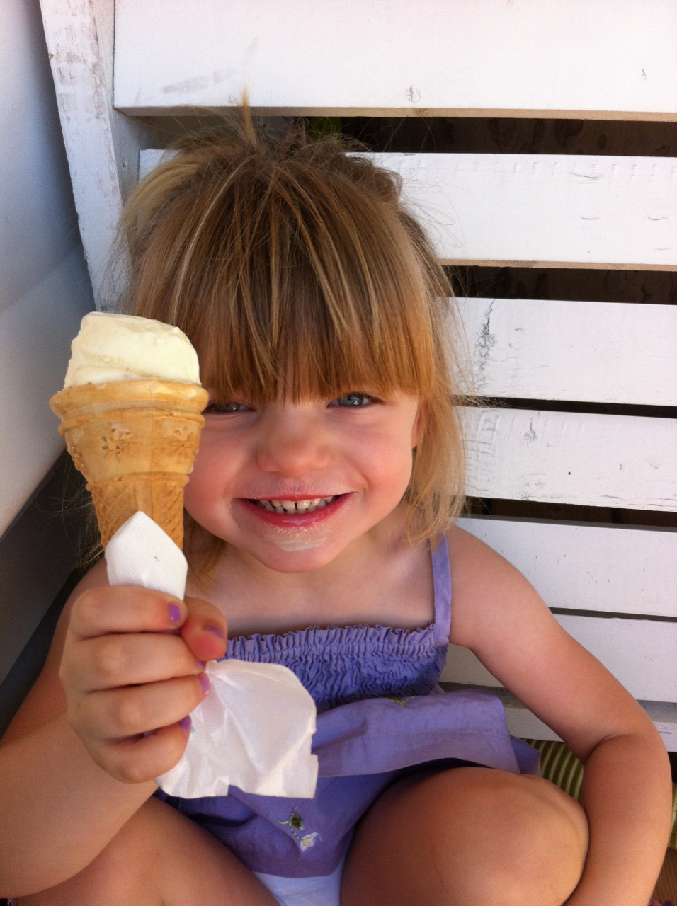 Peyton loving her creme glacee.