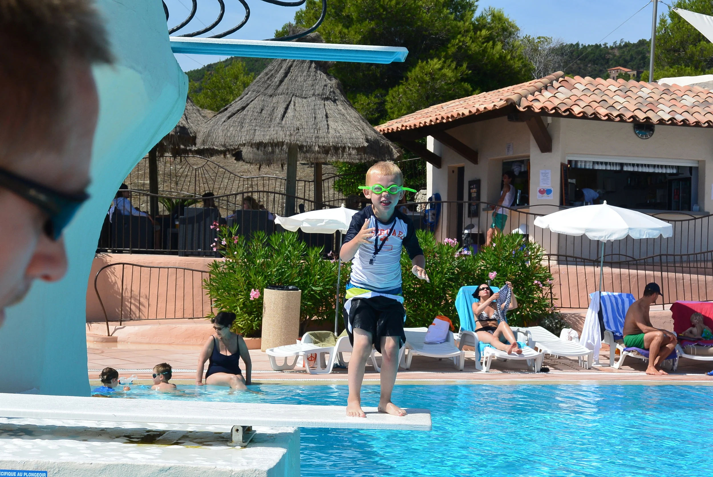 Lance on the diving board....all by himself.