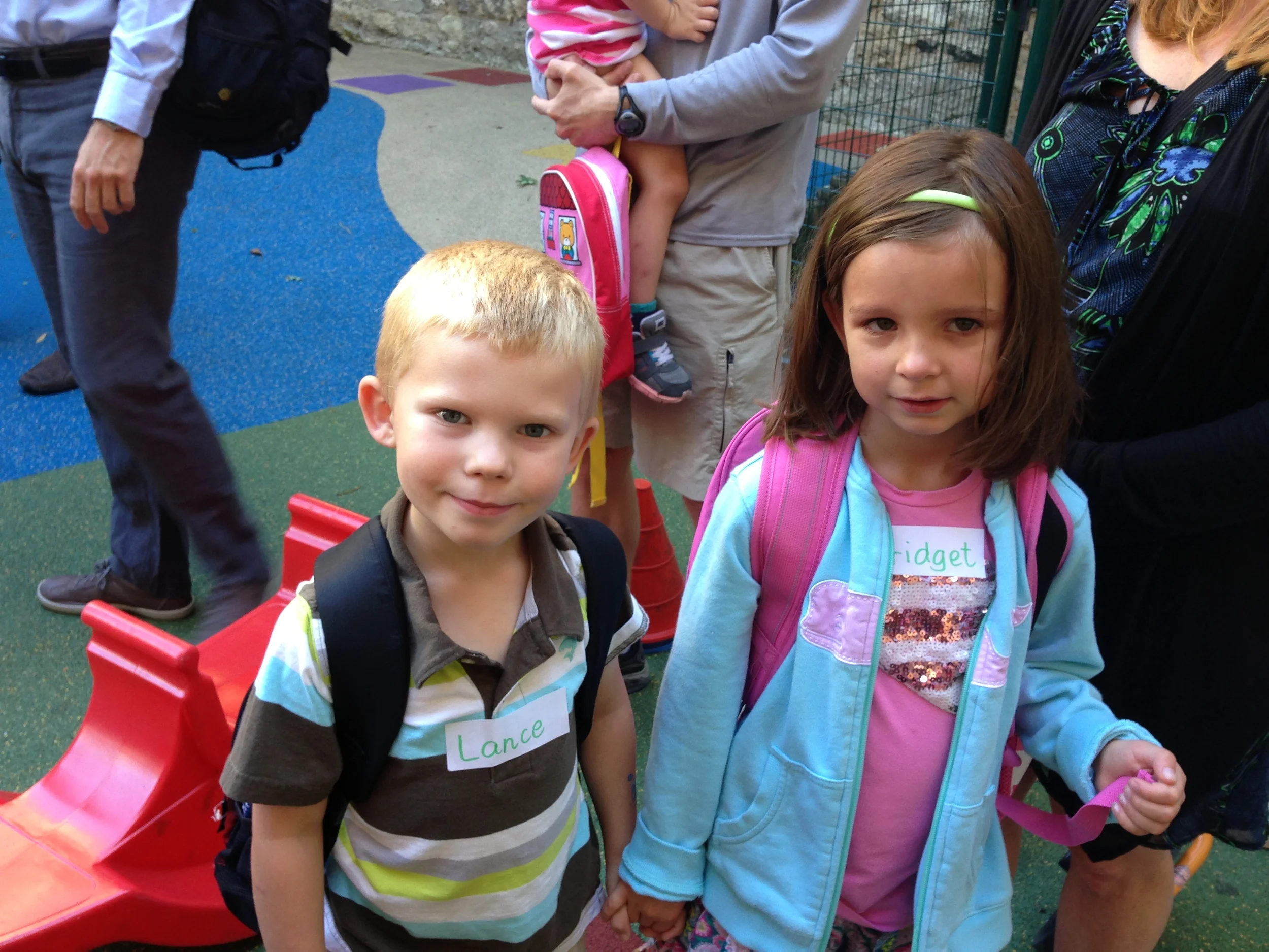 Lance and his friend Bridget on the first day, going in. 