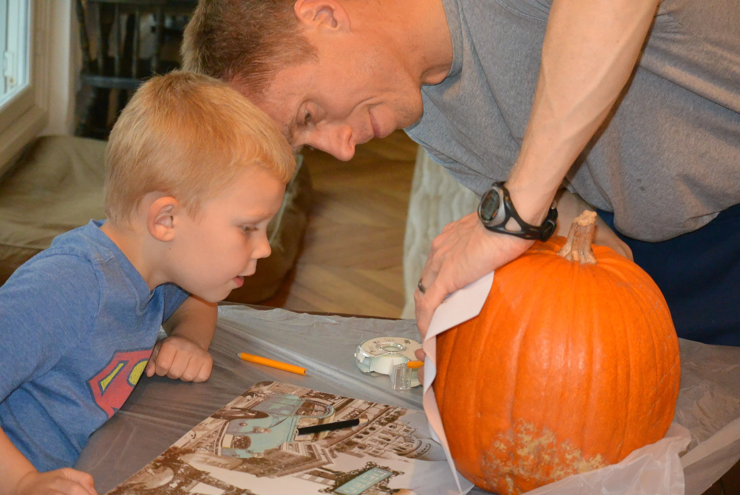 Lance and Daddy preparing to carve.