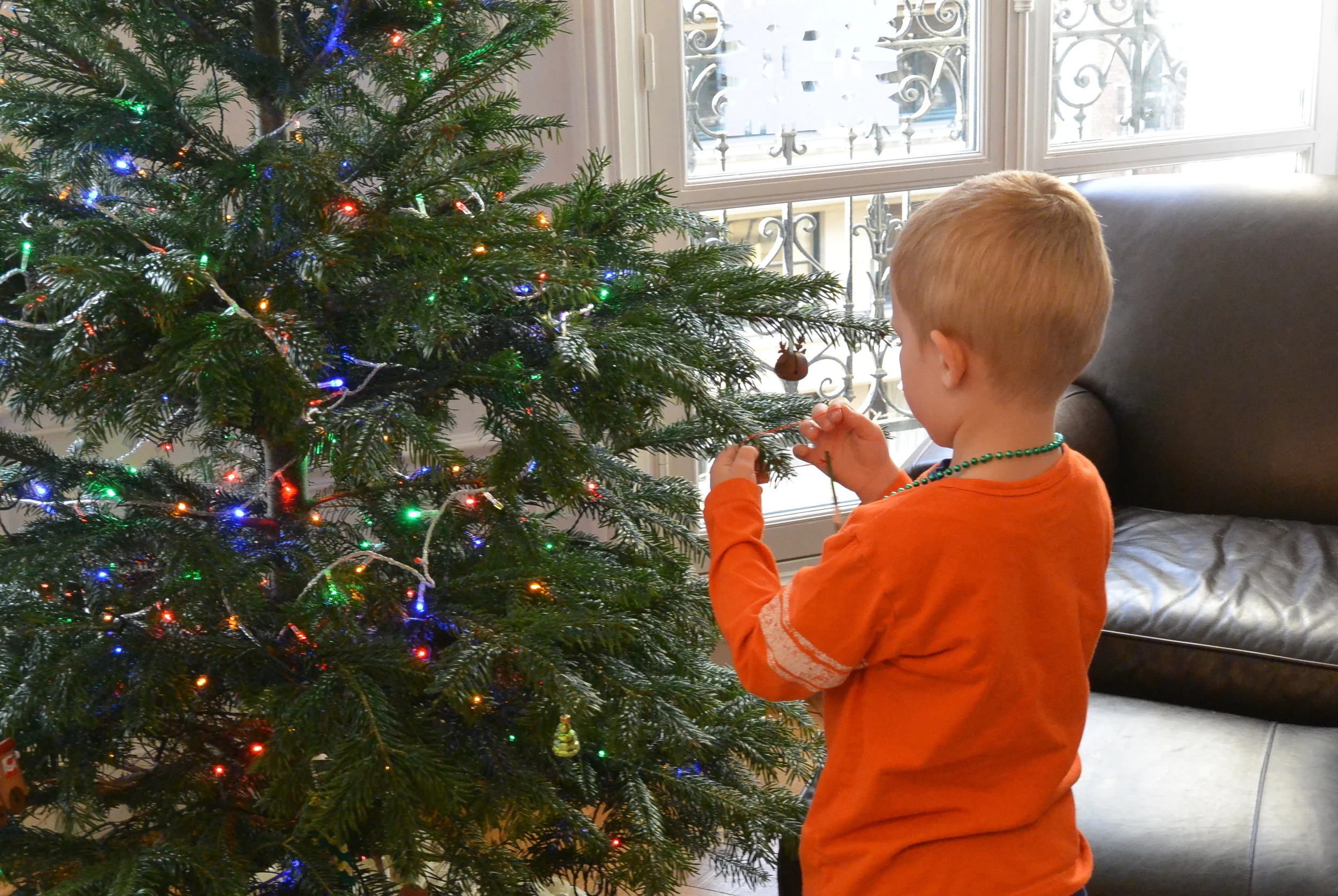 Lance decorating our tree