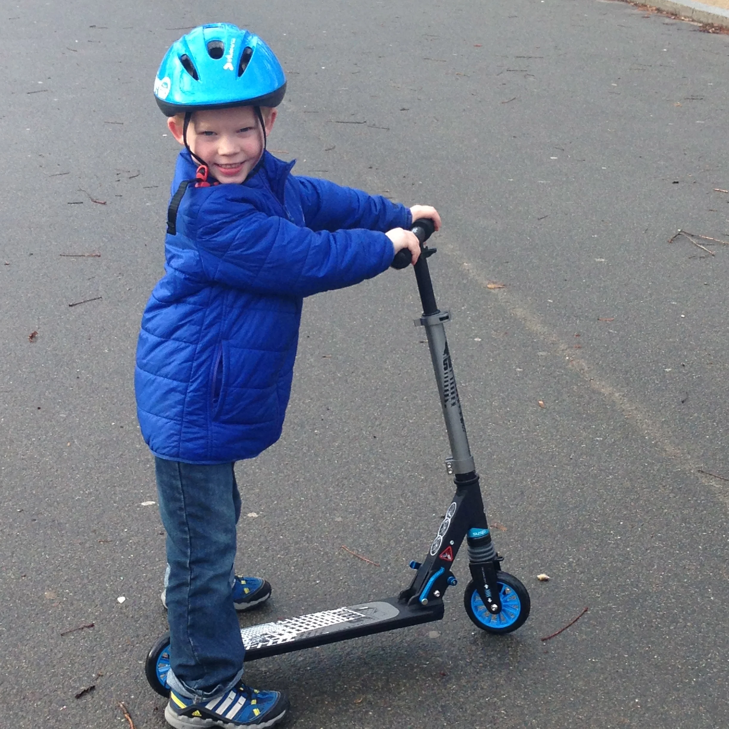 Out riding new scooter on Christmas morning!