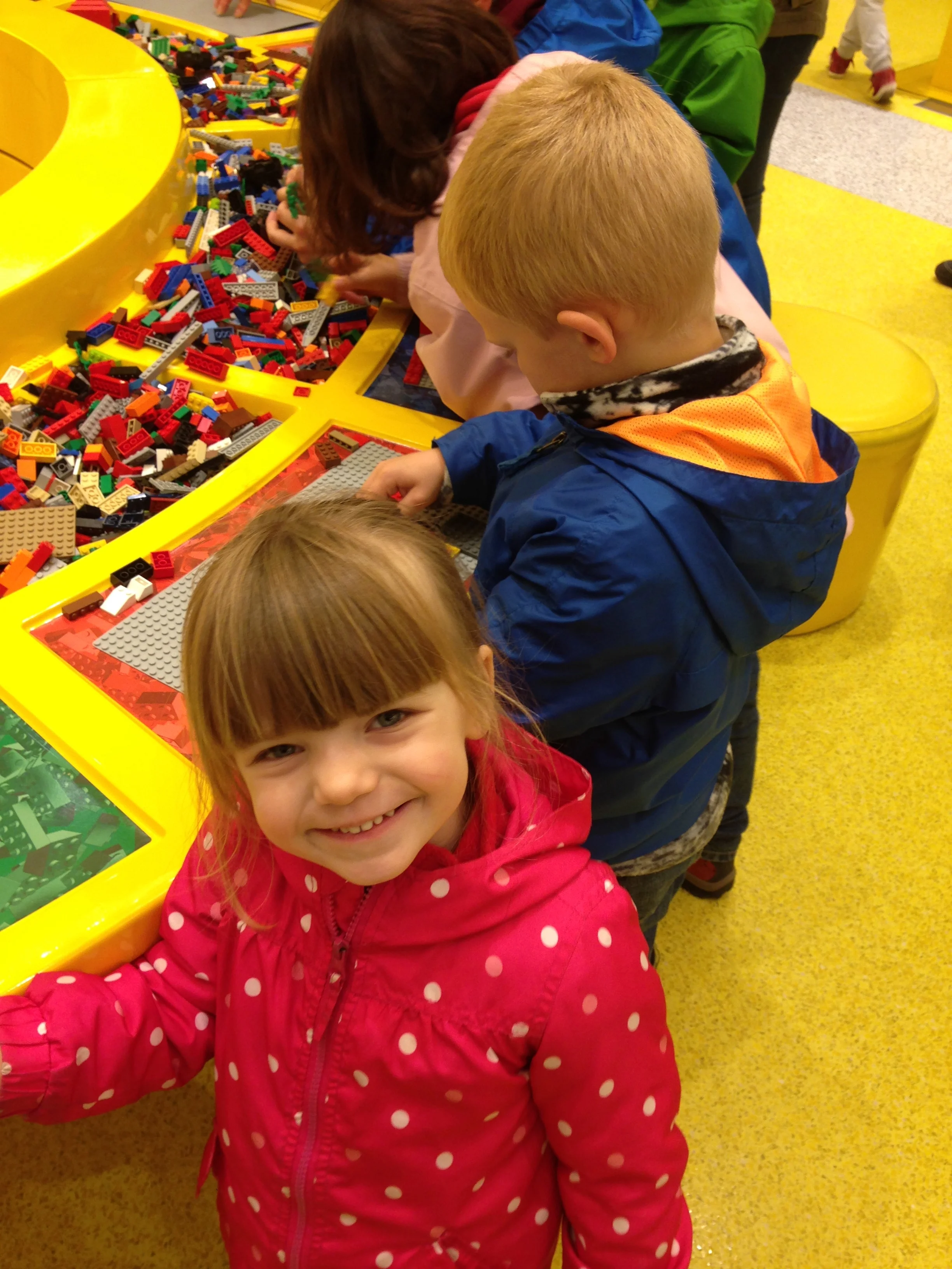 Lego store....Lance hard at work.